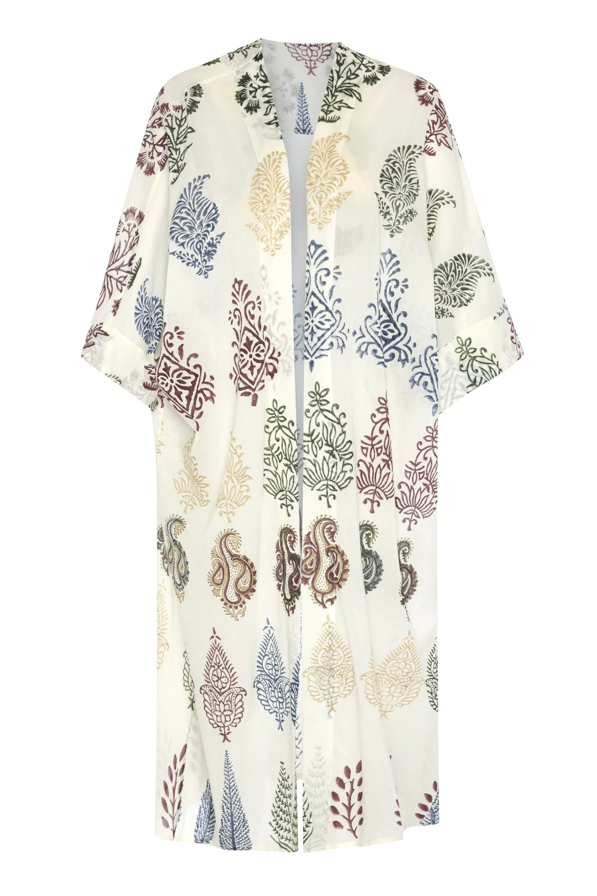 Taş Baskı Desenli Pamuk Kimono Standart Renk - 3