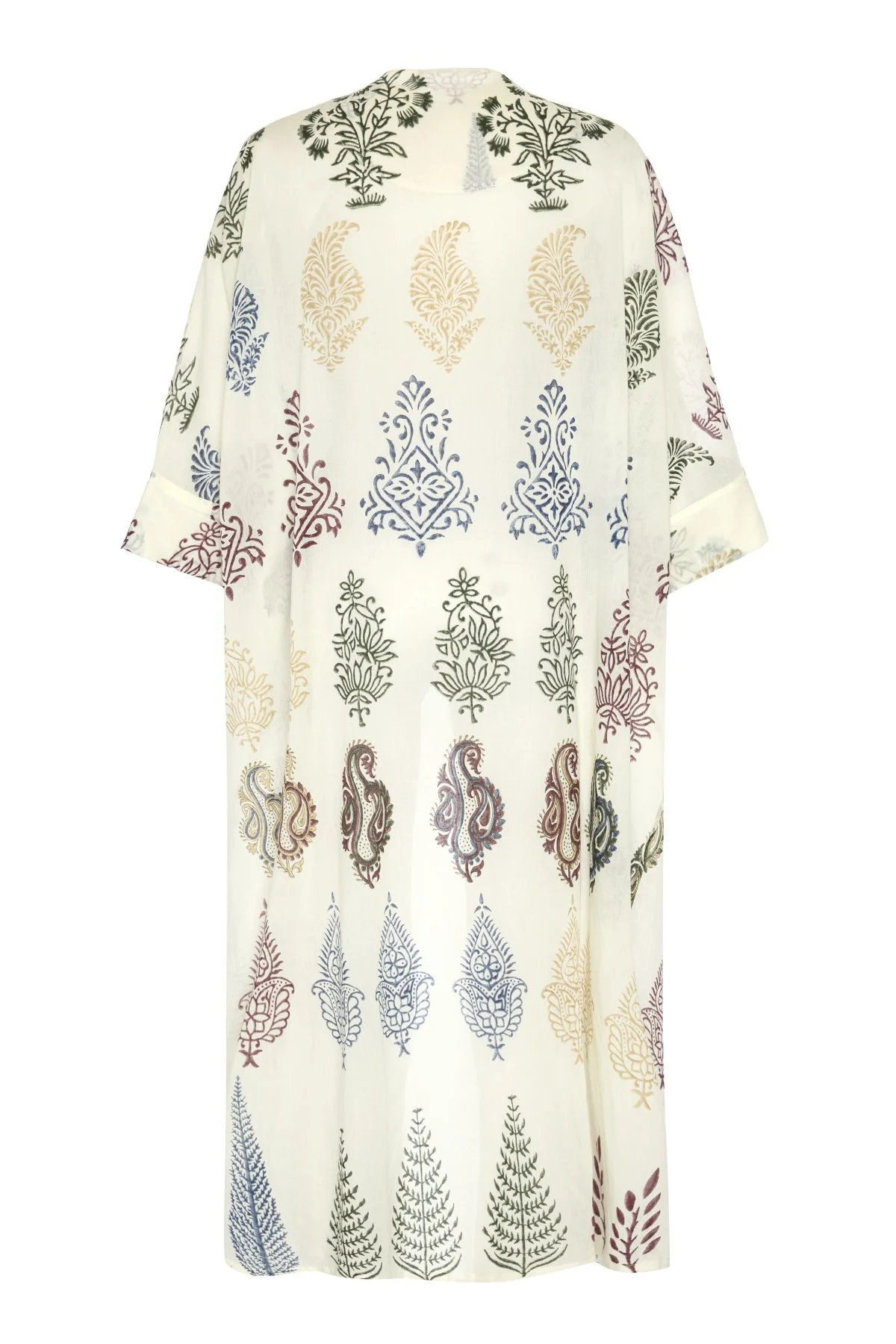 Taş Baskı Desenli Pamuk Kimono Standart Renk - 4