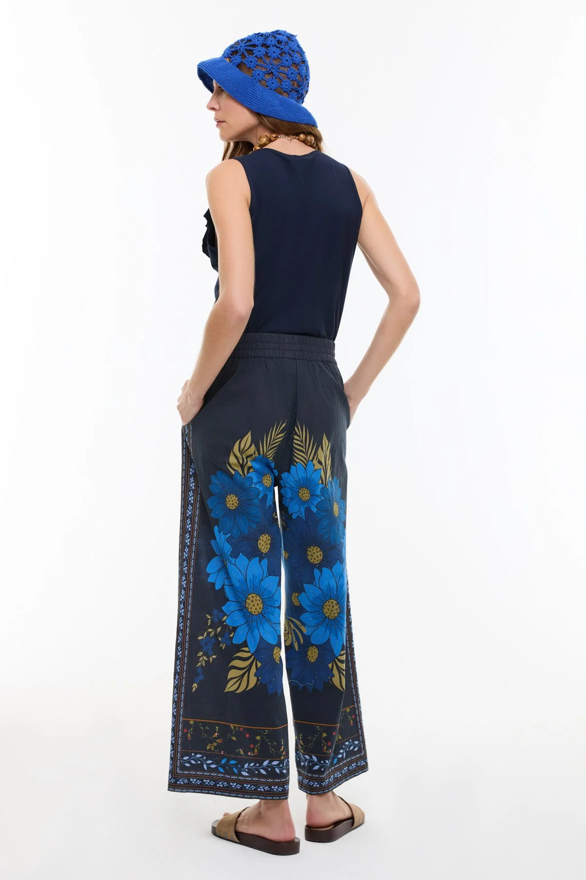 Oversize Çiçek Temalı Pantolon Standart Renk - 2