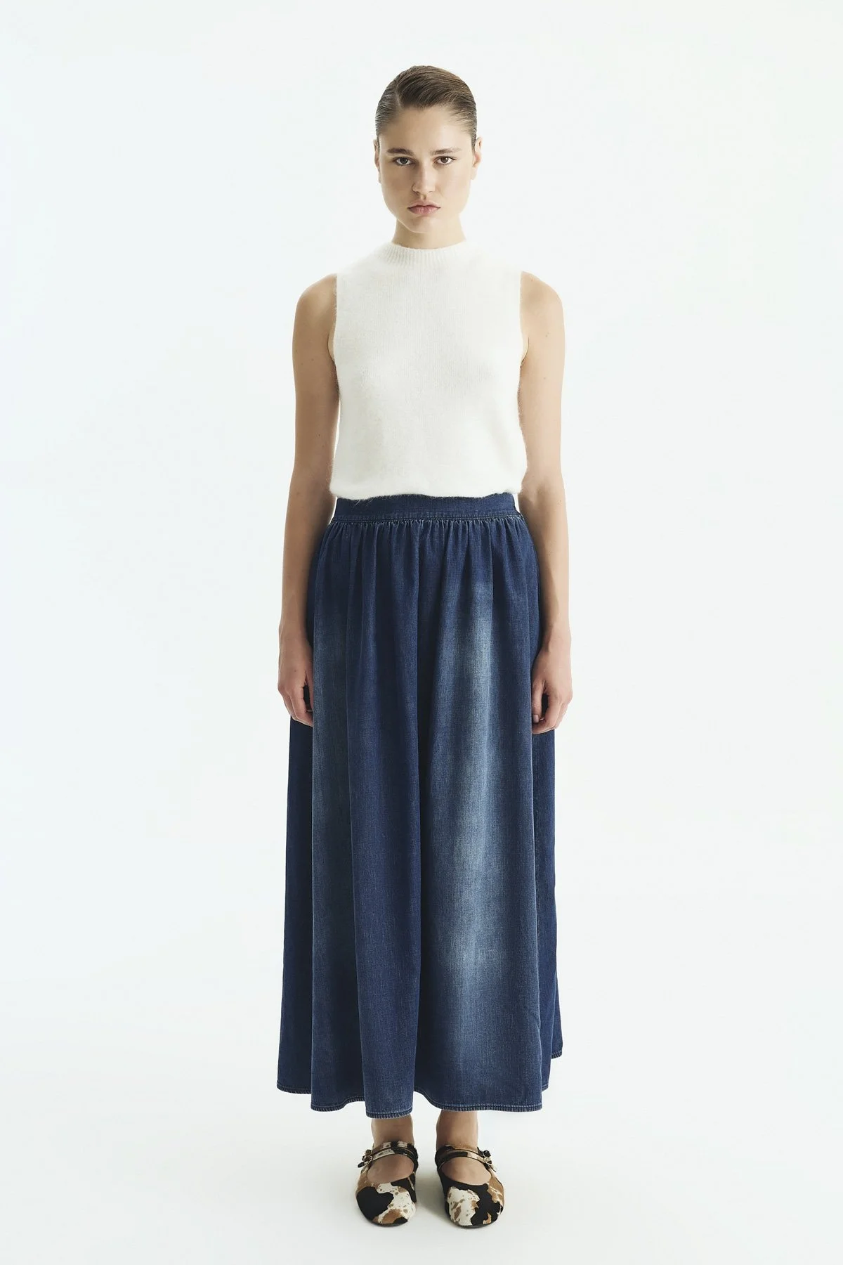 Maxi Denim Etek Lacivert - 1