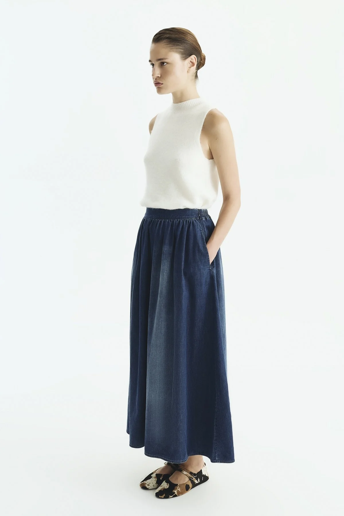Maxi Denim Etek Lacivert - 3