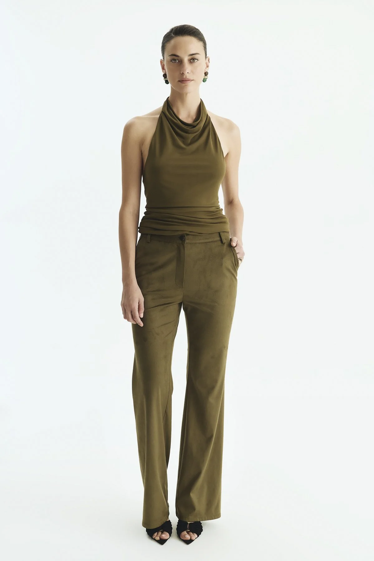 Geniş Paça Pantolon Haki - 4