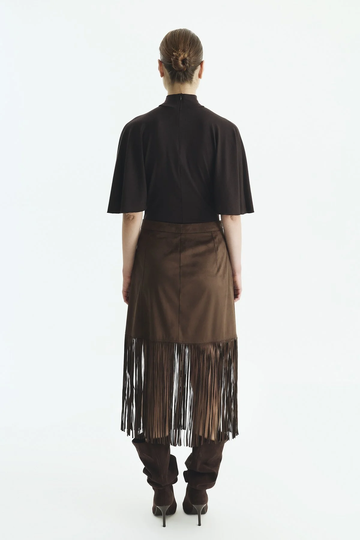 Yarım Kol Balıkçı Yaka Body Suit Kahve - 2