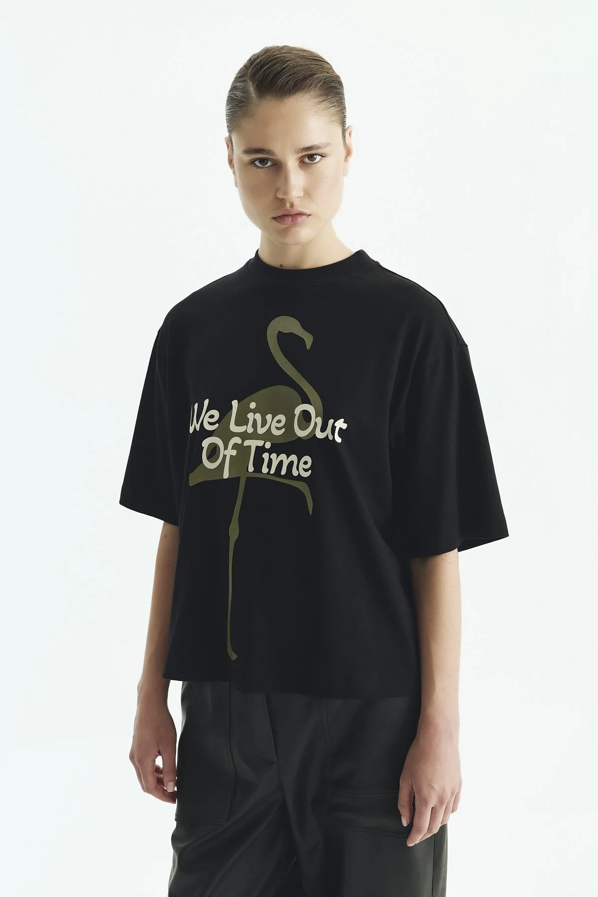Baskı Detaylı Kısa Kol T-Shirt Siyah - 3