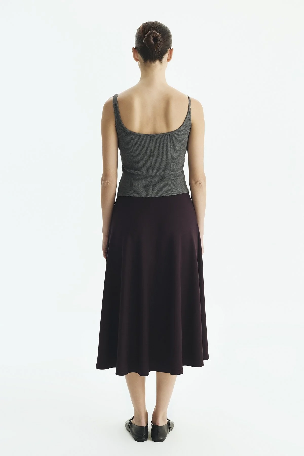 Beli Lastikli Midi Etek A. Mürdüm - 2