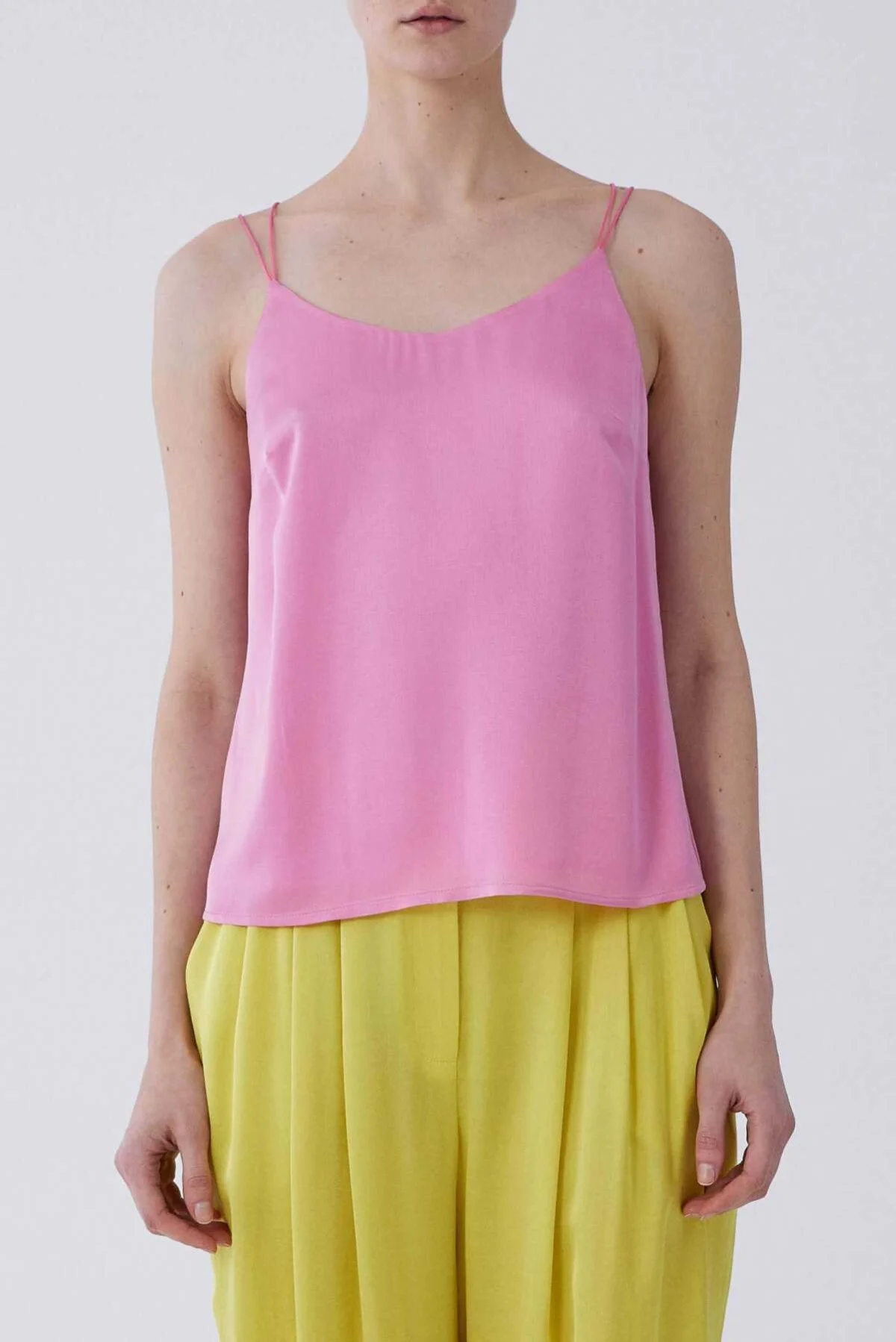 İp Askılı Saten Bluz Pembe - 1