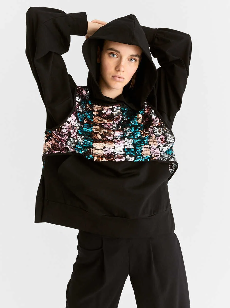  Kapüşonlu Ve Payetli Kadın Sweatshirt - 1