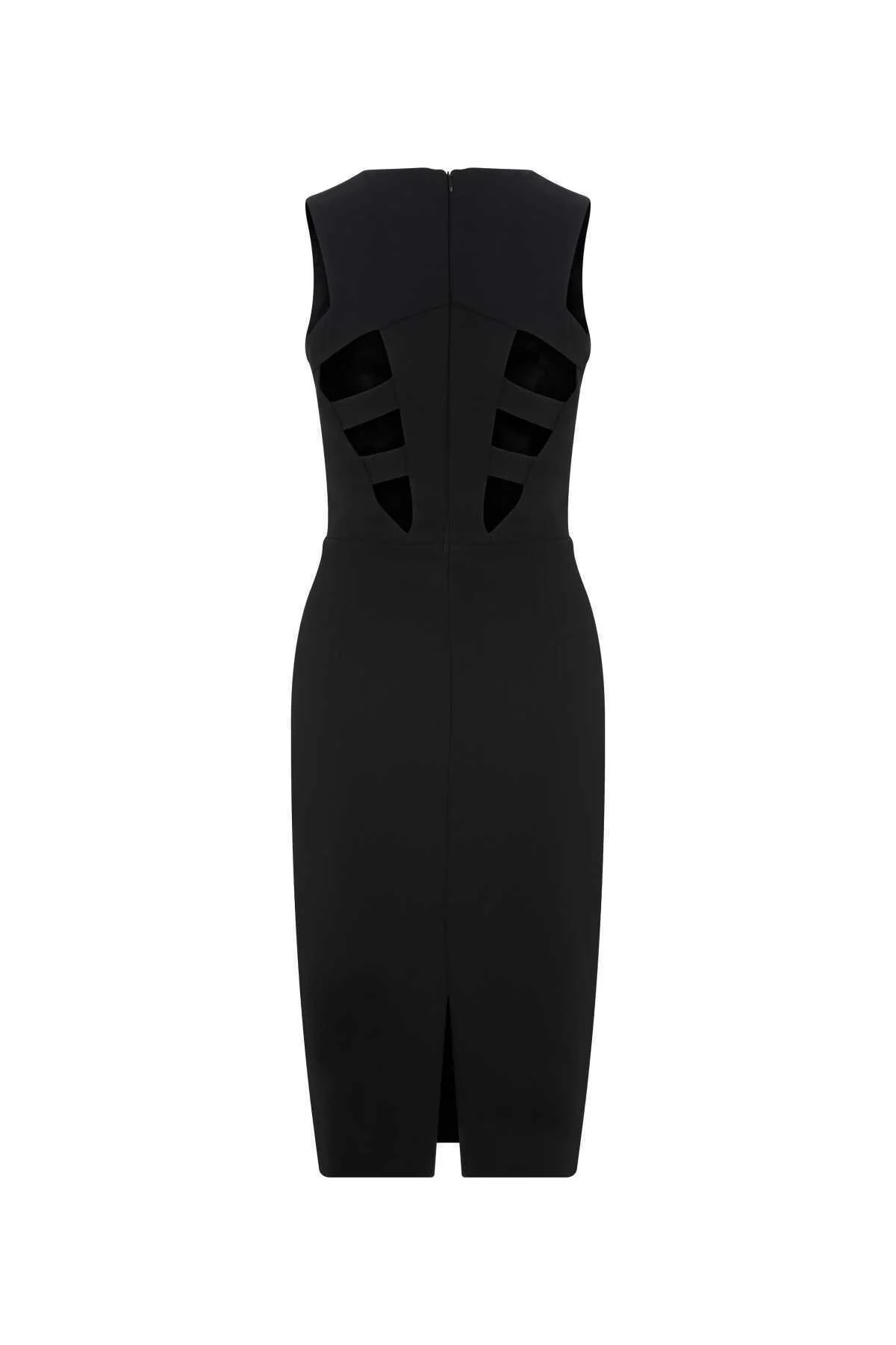  Arkası Cut Out Detaylı Midi Elbise Siyah - 5