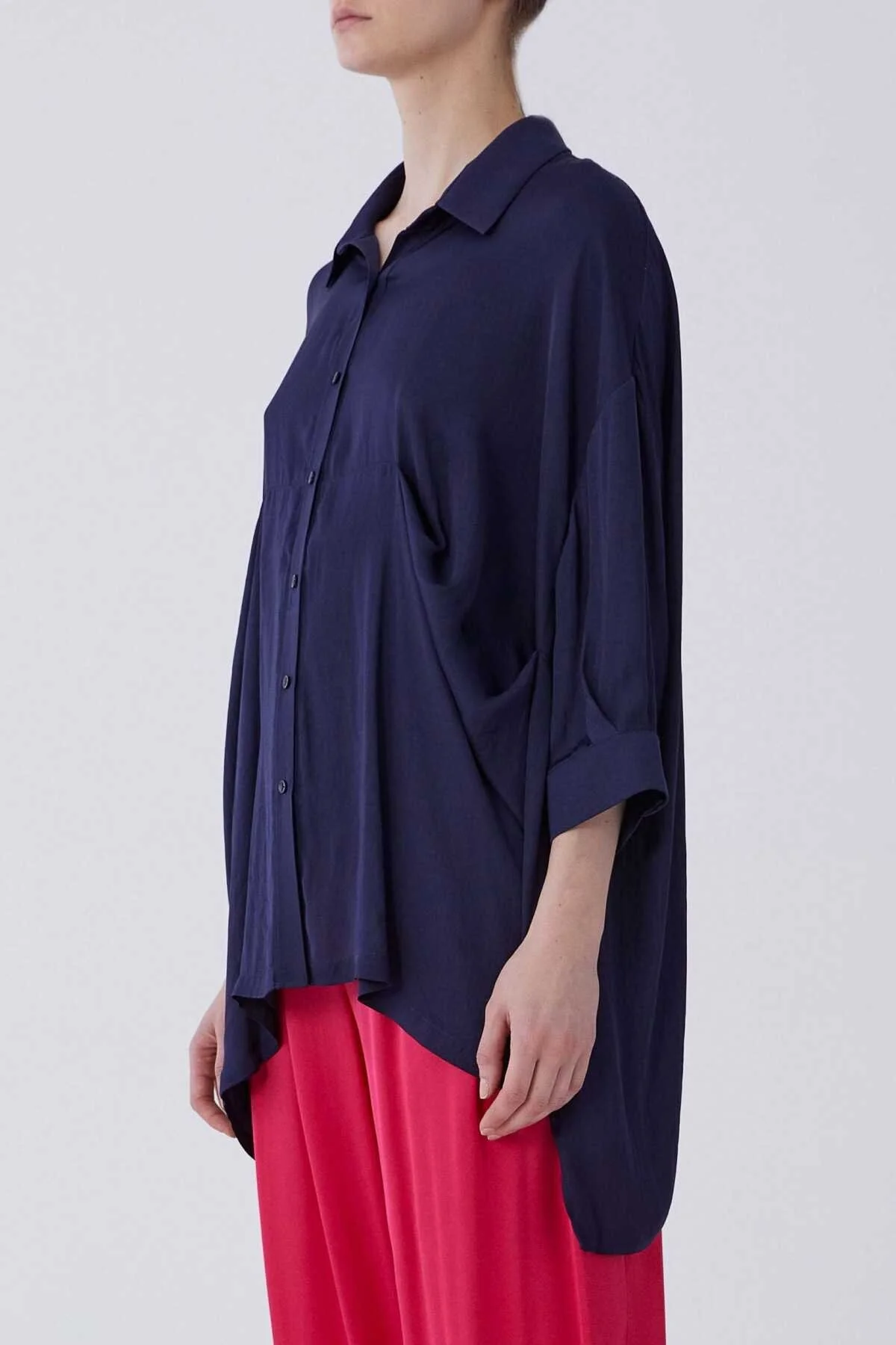 Truvakar Kol Asimetrik Gömlek Lacivert - 3