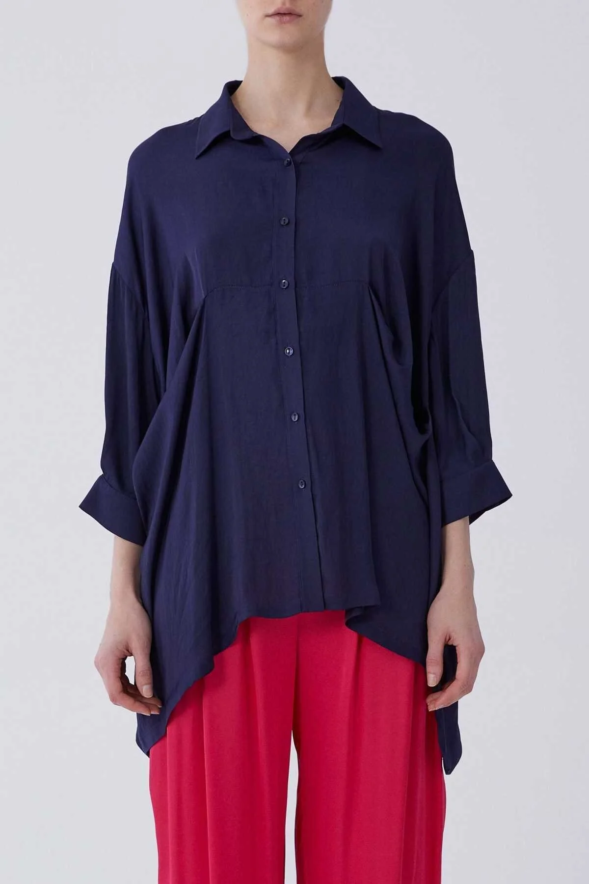 Truvakar Kol Asimetrik Gömlek Lacivert - 1