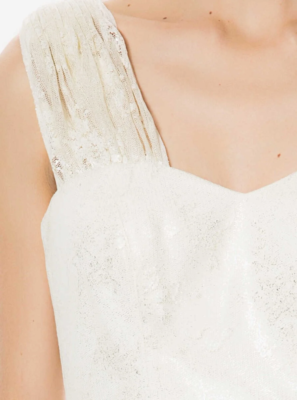 Tül Detaylı Abiye Elbise Krem - 3