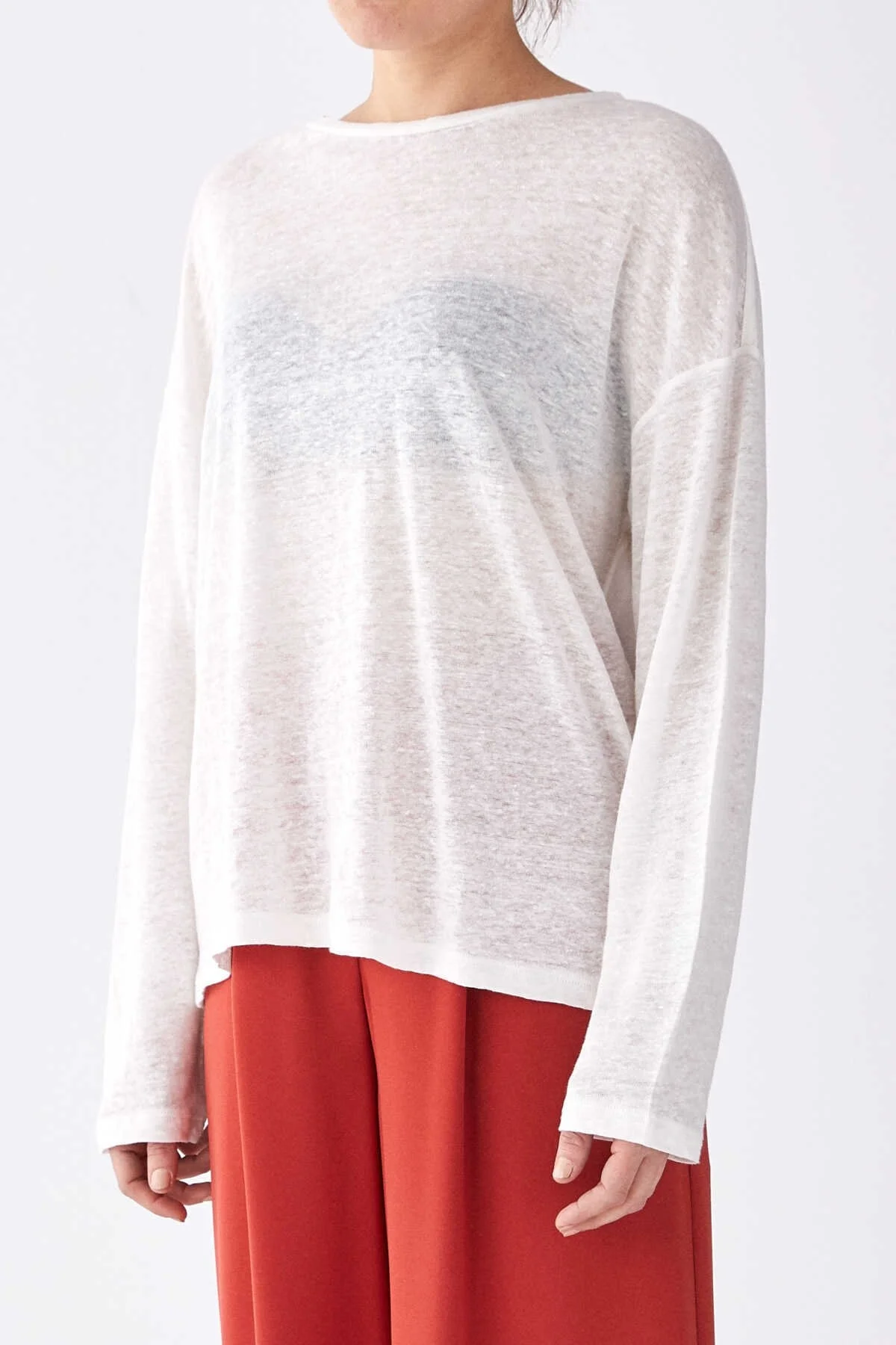 Uzun Kollu Kadın T-Shirt Ekru - 3