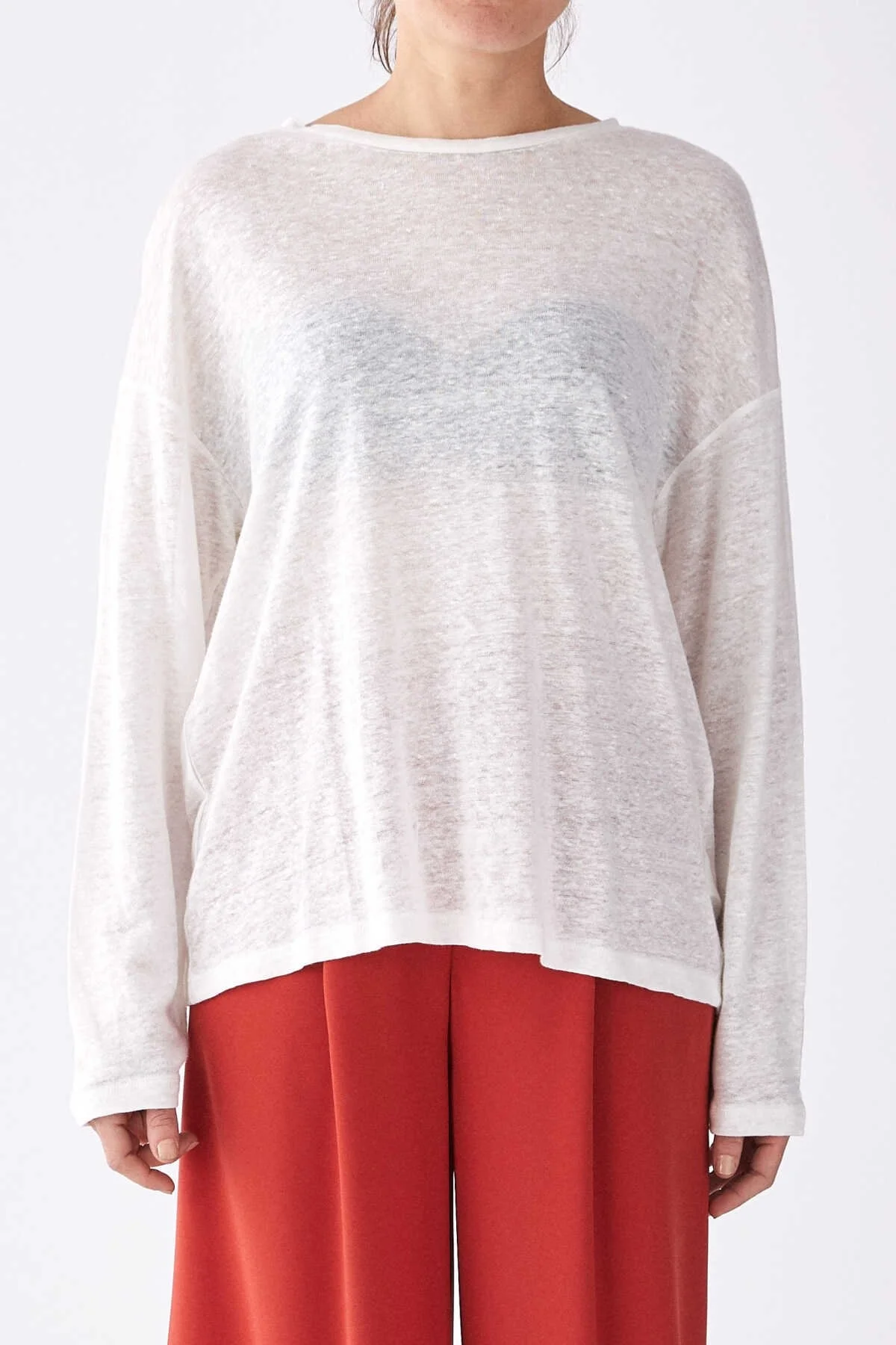 Uzun Kollu Kadın T-Shirt Ekru - 1