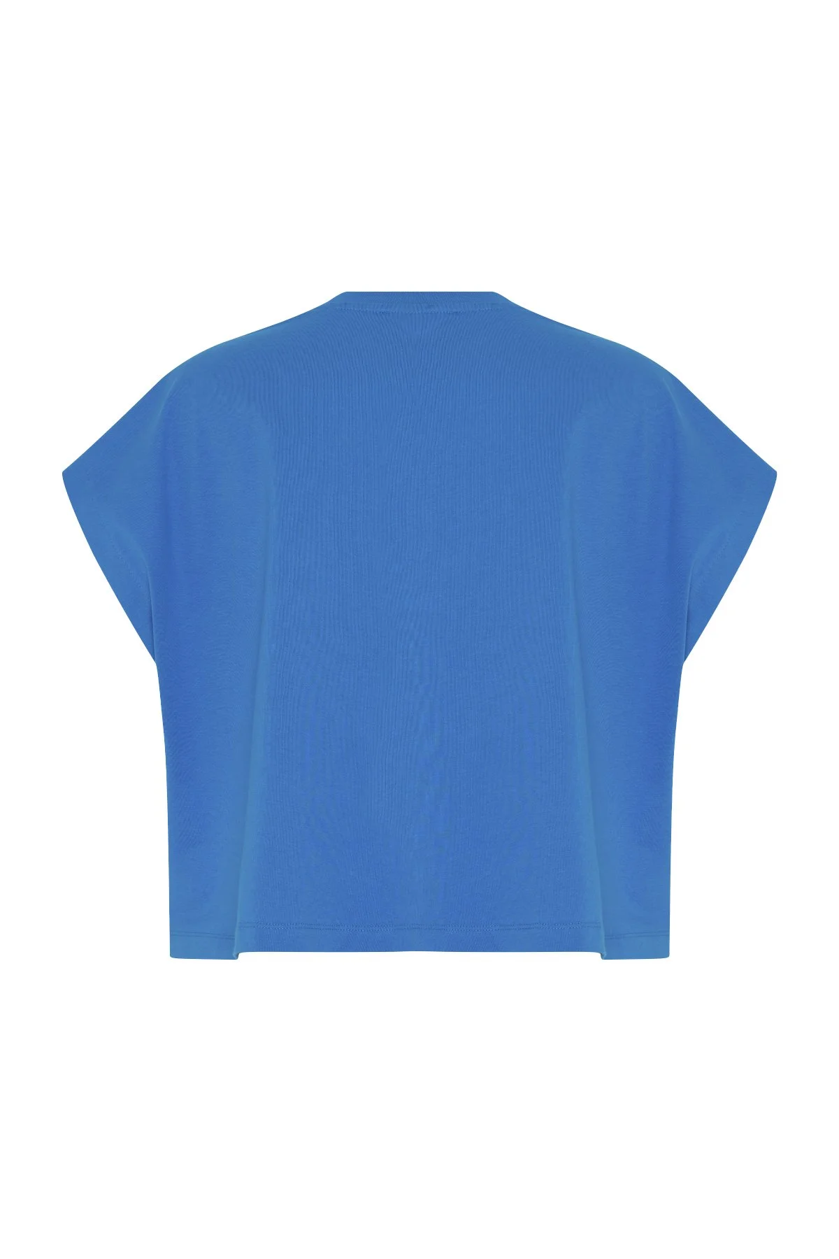 V Yaka Düşük Omuzlu T-shirt Turkuaz - 6