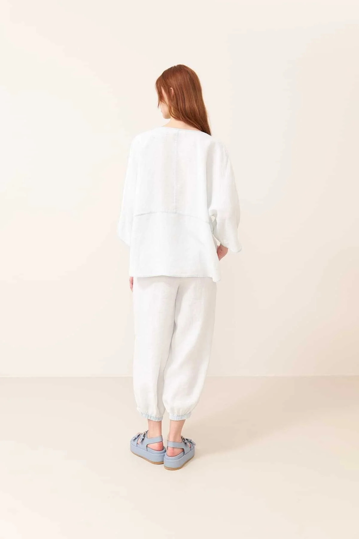 V Yaka Keten Gömlek Standart Renk - 2