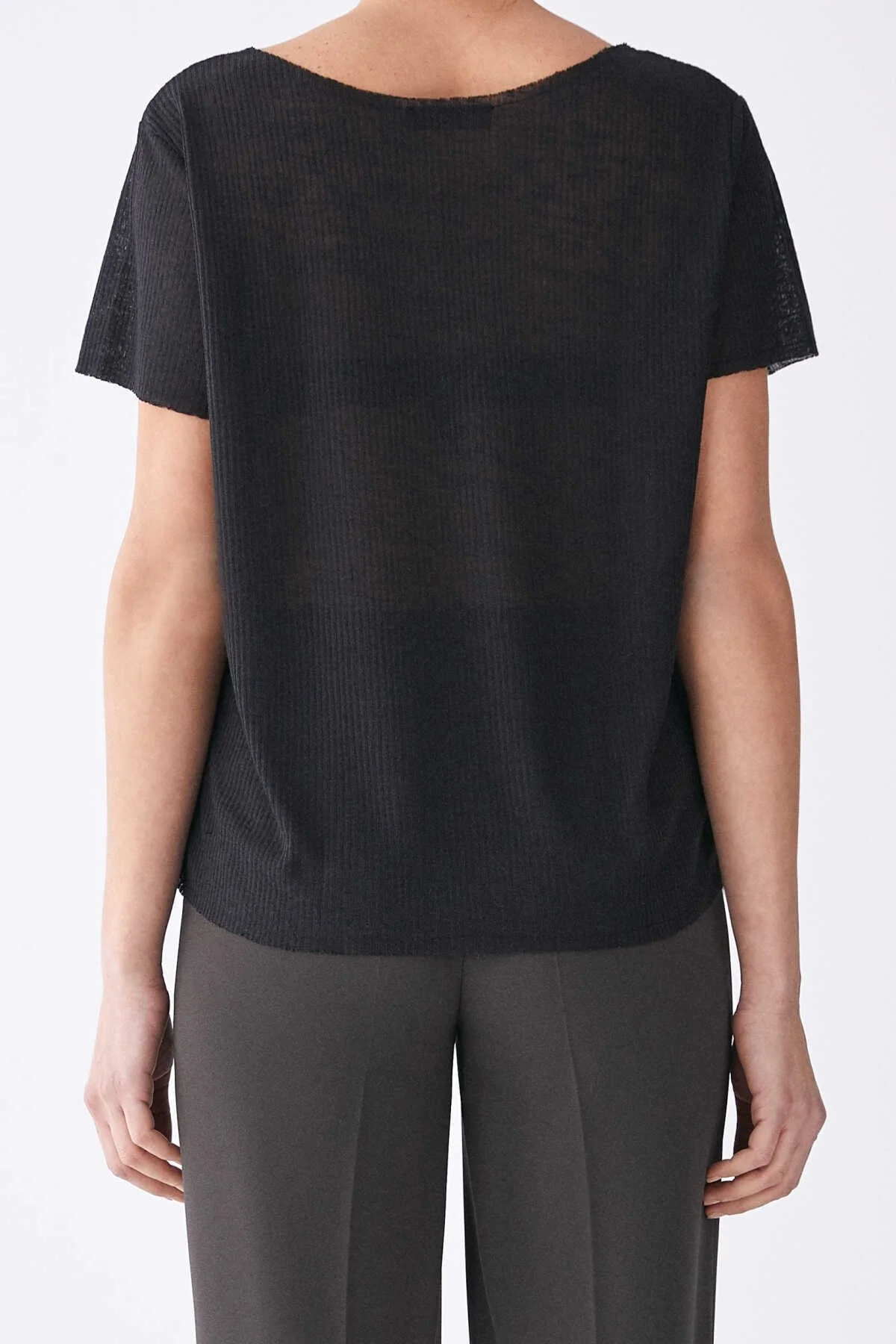 V Yaka T-Shirt Siyah - 2