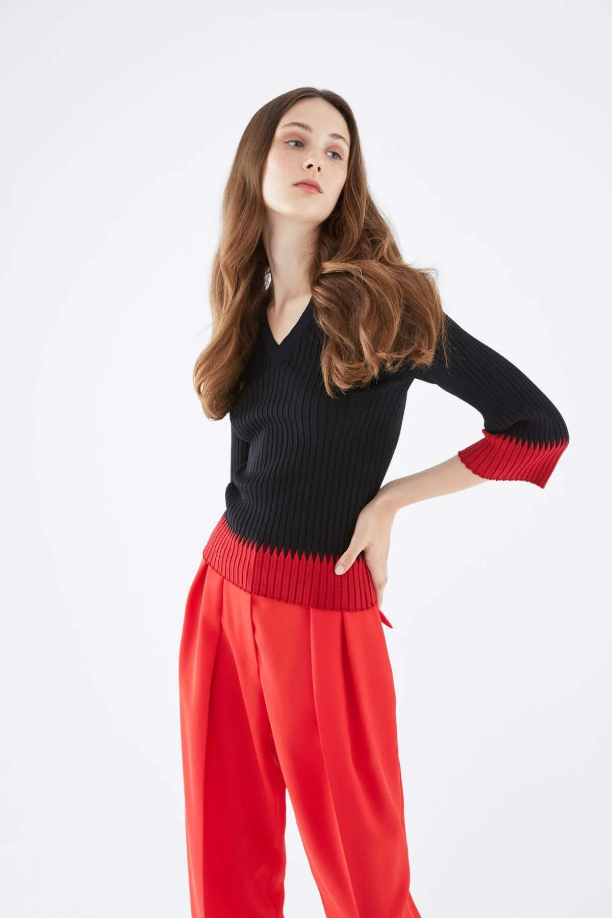  V Yaka Triko Standart Renk - 3