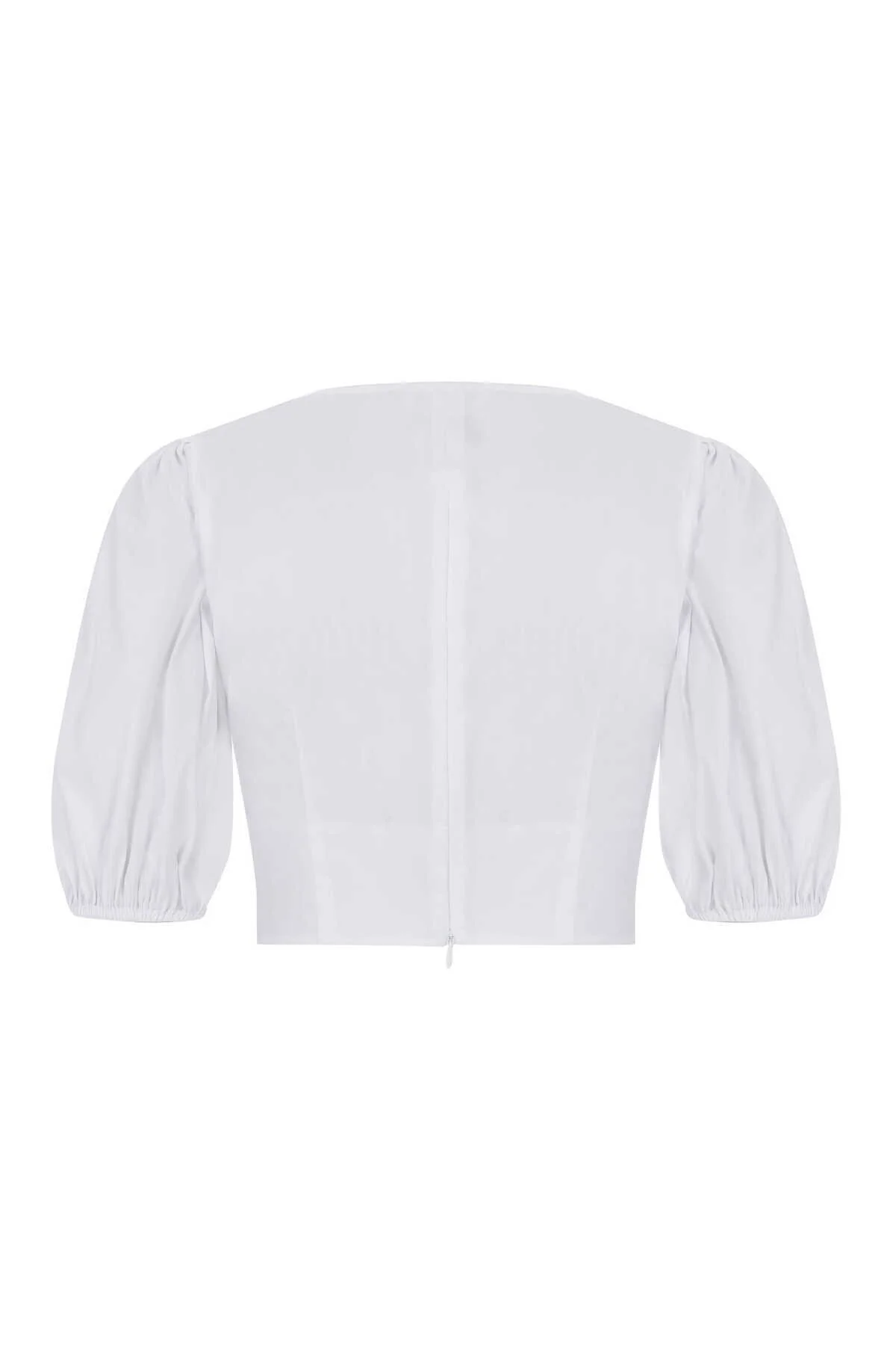 V yakalı Bluz Beyaz - 2