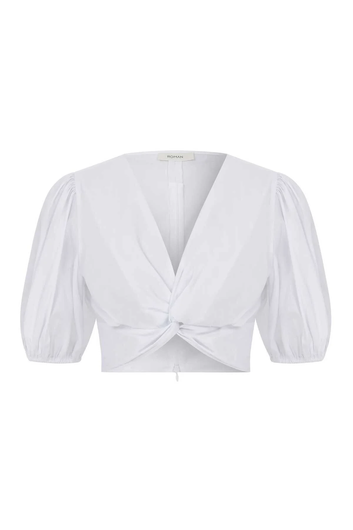 V yakalı Bluz Beyaz - 1