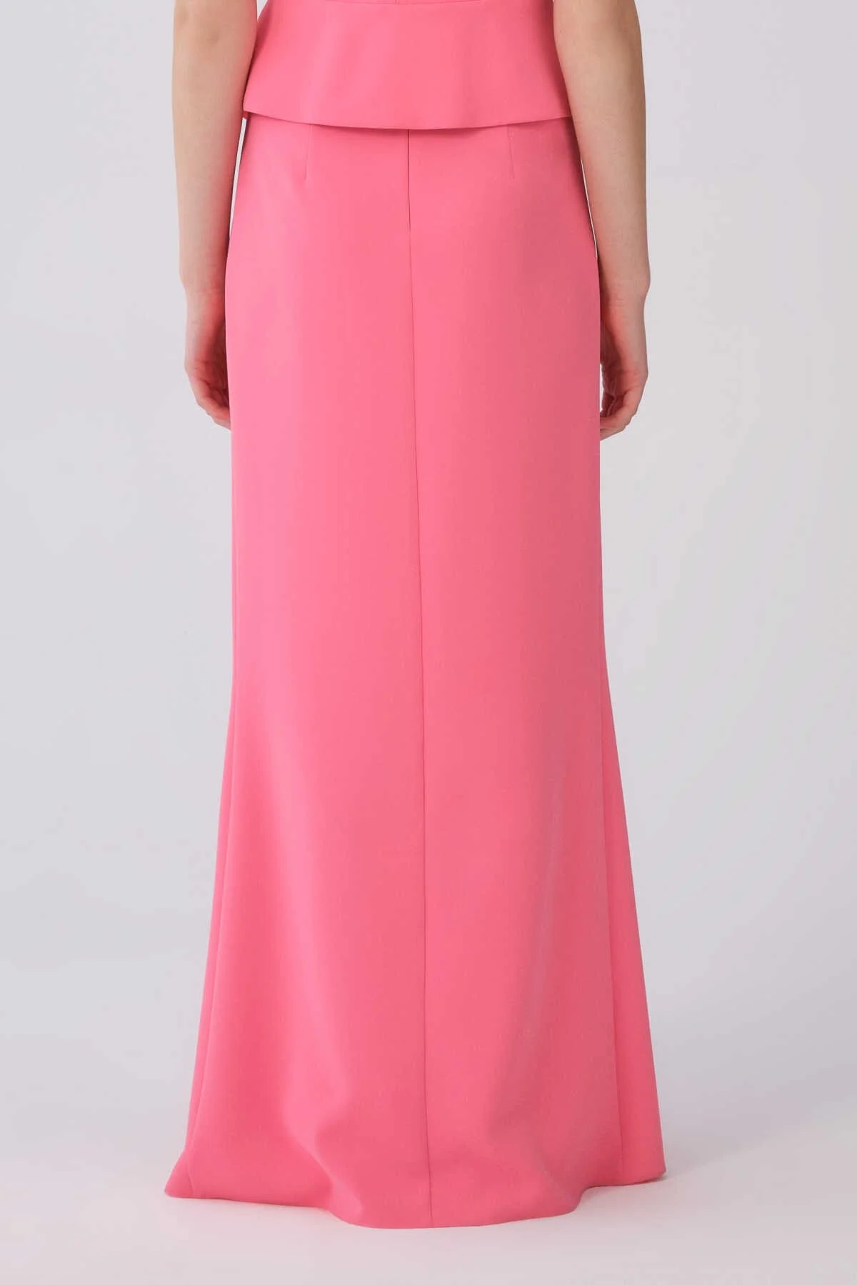 Volan Detaylı Asimetrik Uzun Etek Pembe - 2