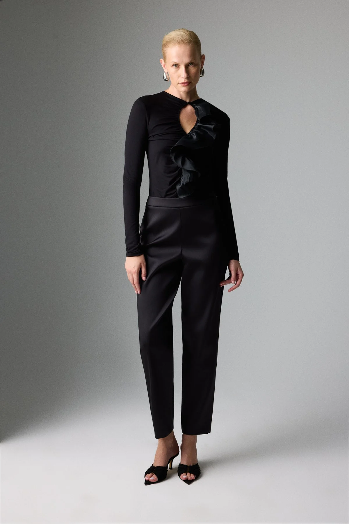 Volan Detaylı Bodysuit Siyah - 3