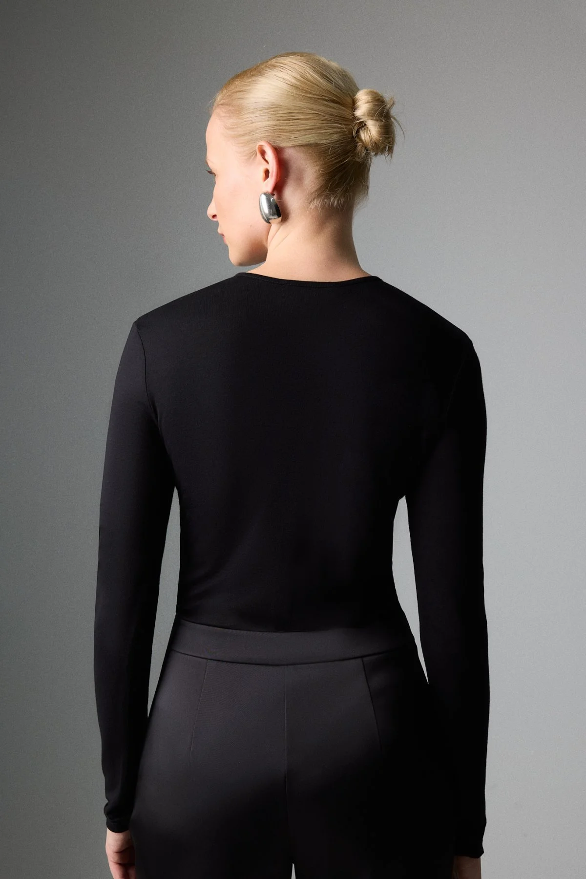 Volan Detaylı Bodysuit Siyah - 2
