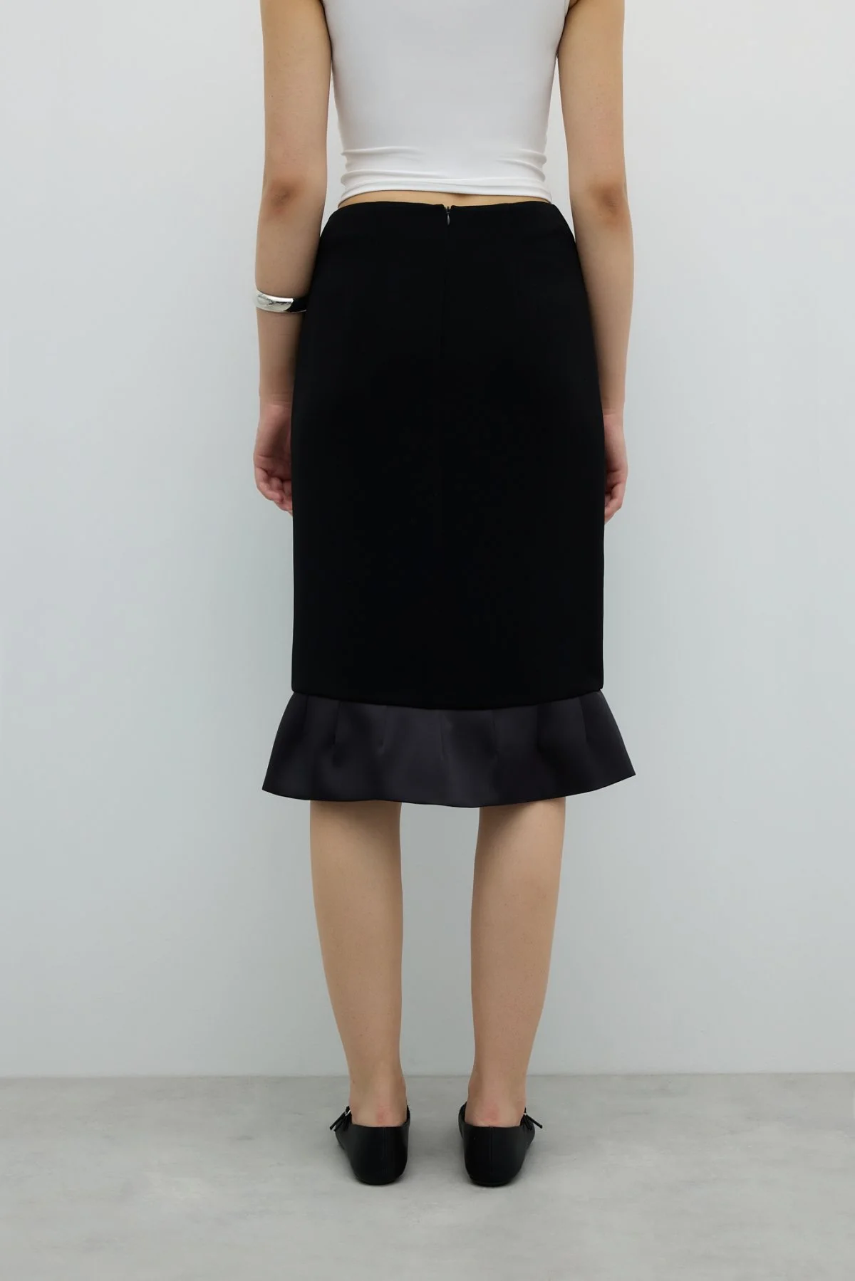 Volan Detaylı Tüp Etek Siyah - 2