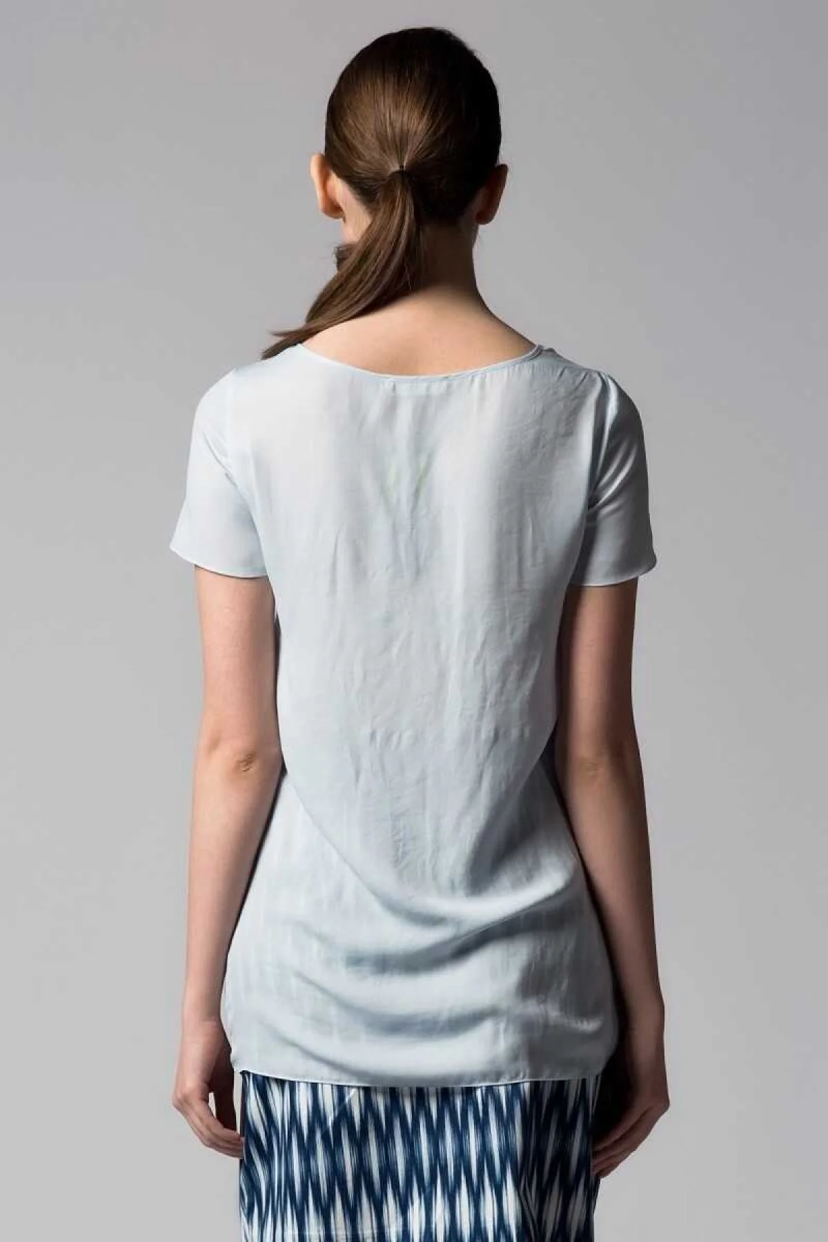 Geniş Yaka Bluz Mavi - 2