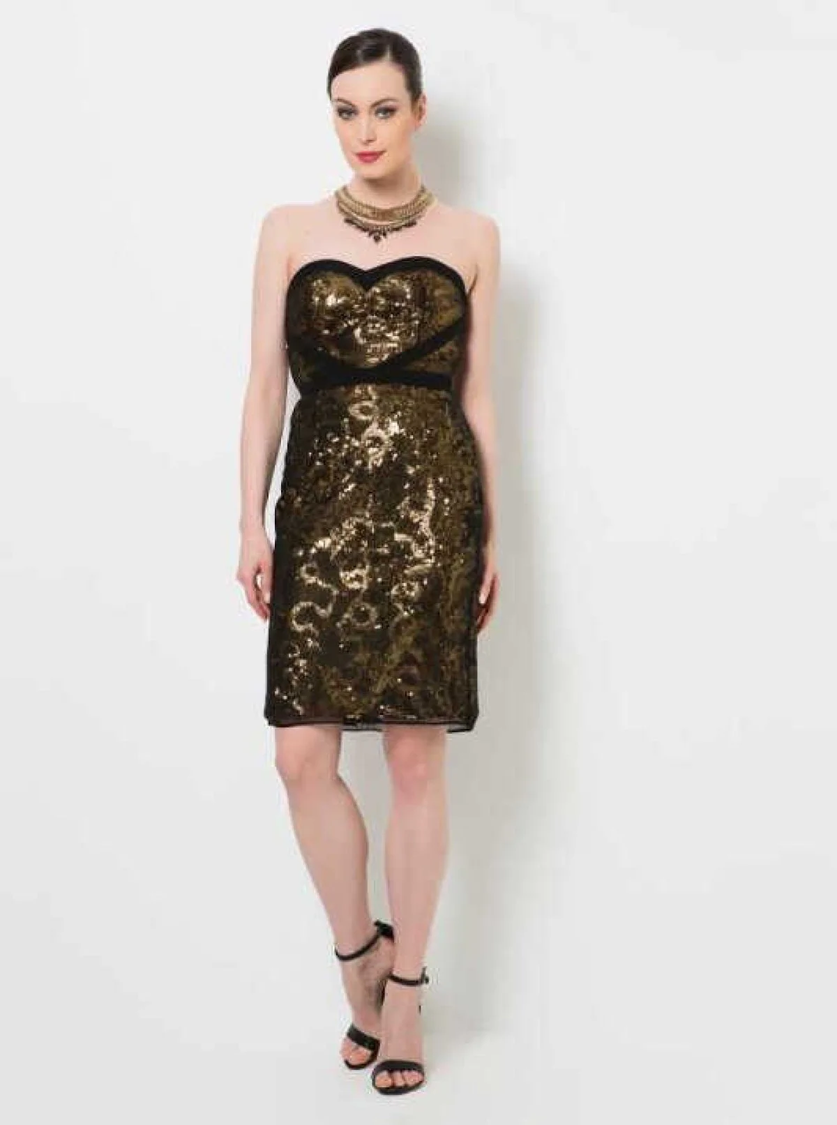 Straplez Elbise Gold - 1