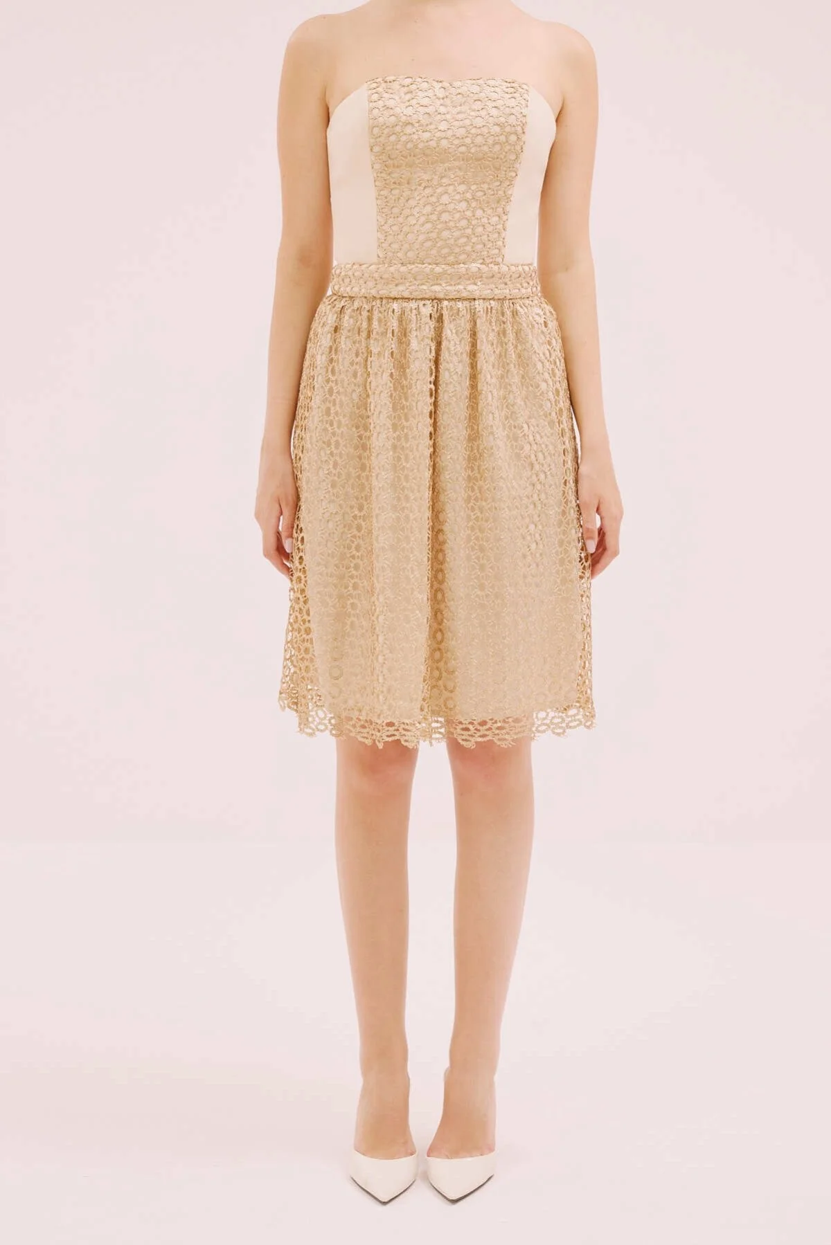Straplez Mini Elbise Gold - 1