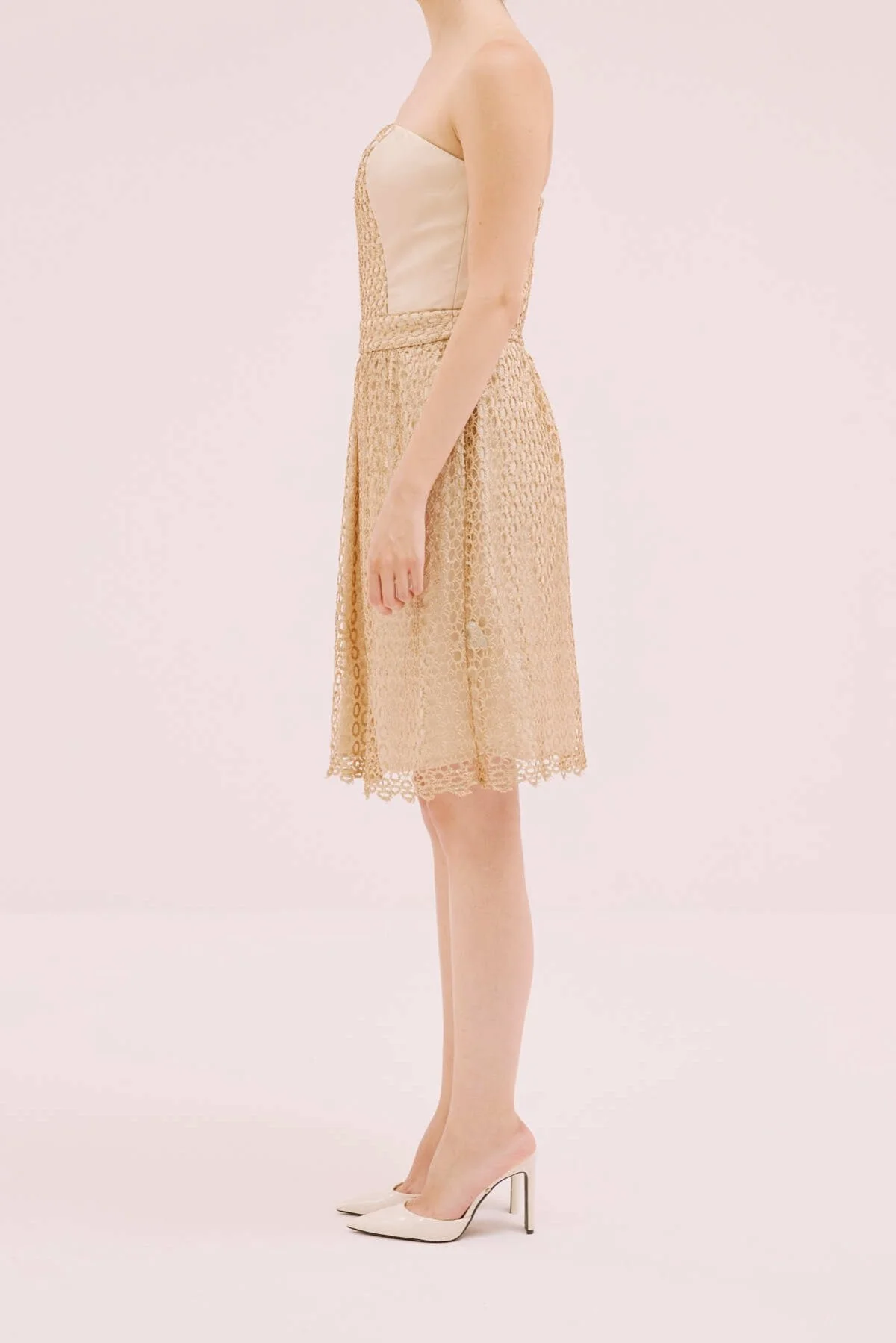 Straplez Mini Elbise Gold - 3