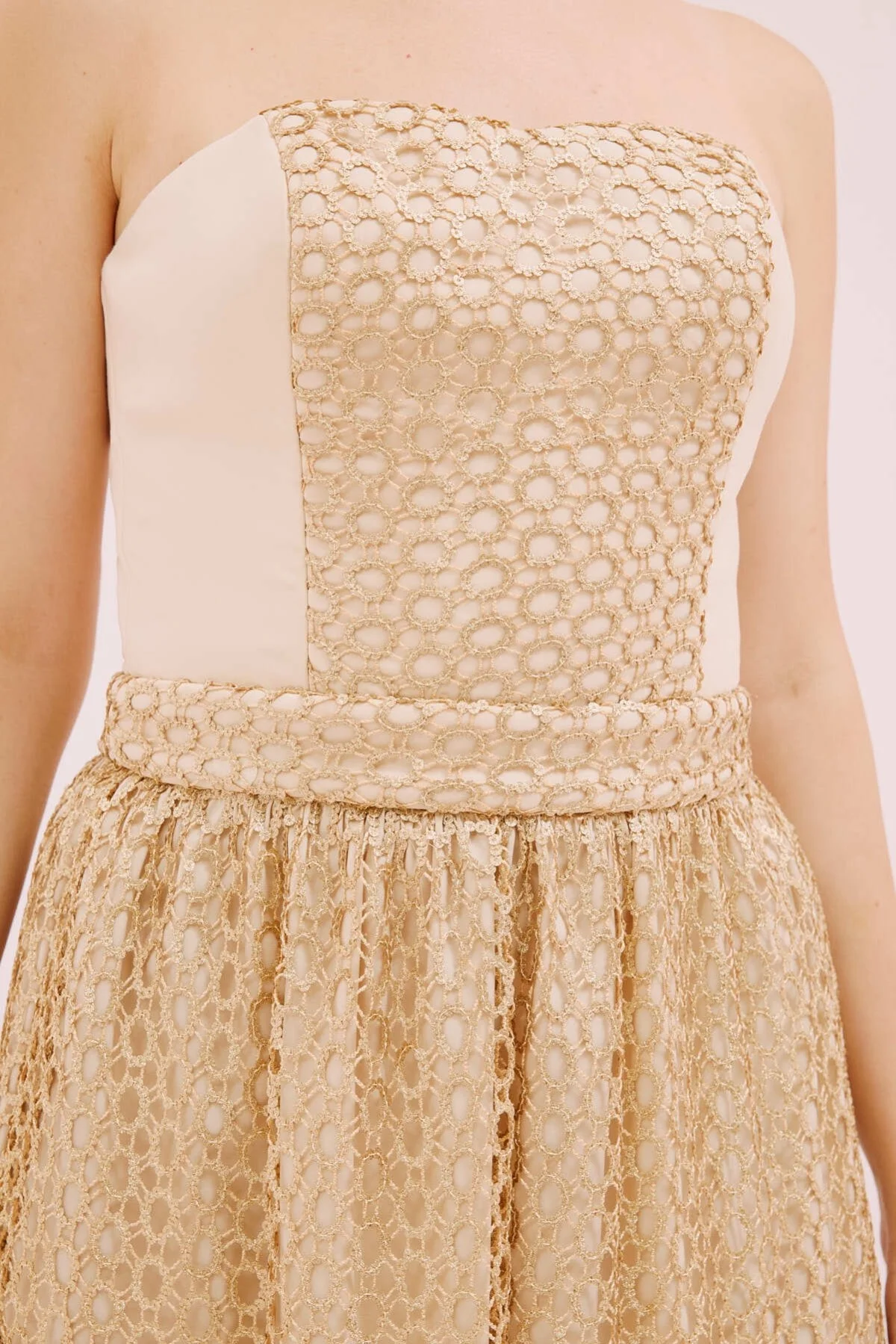Straplez Mini Elbise Gold - 4