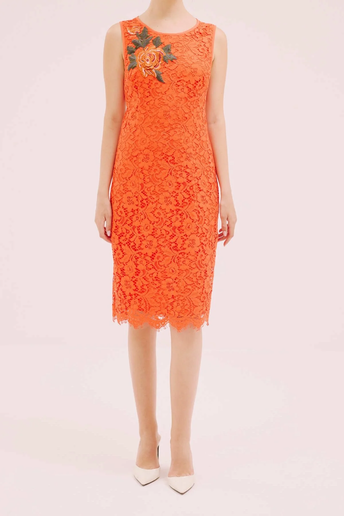 İşleme Detaylı Dantel Elbise Kırmızı - 1