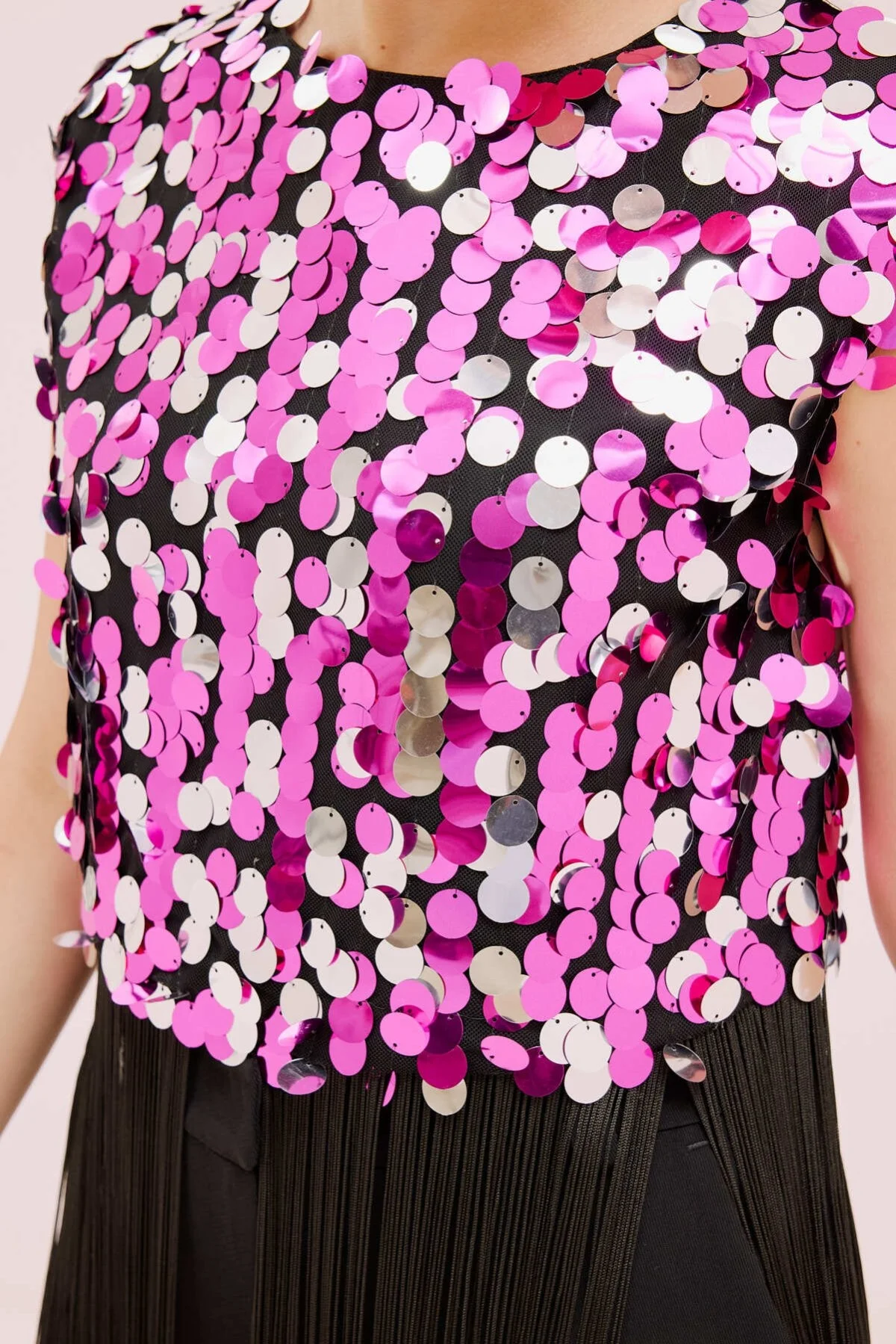 Payetli Püsküllü Bluz Fuşya - 4