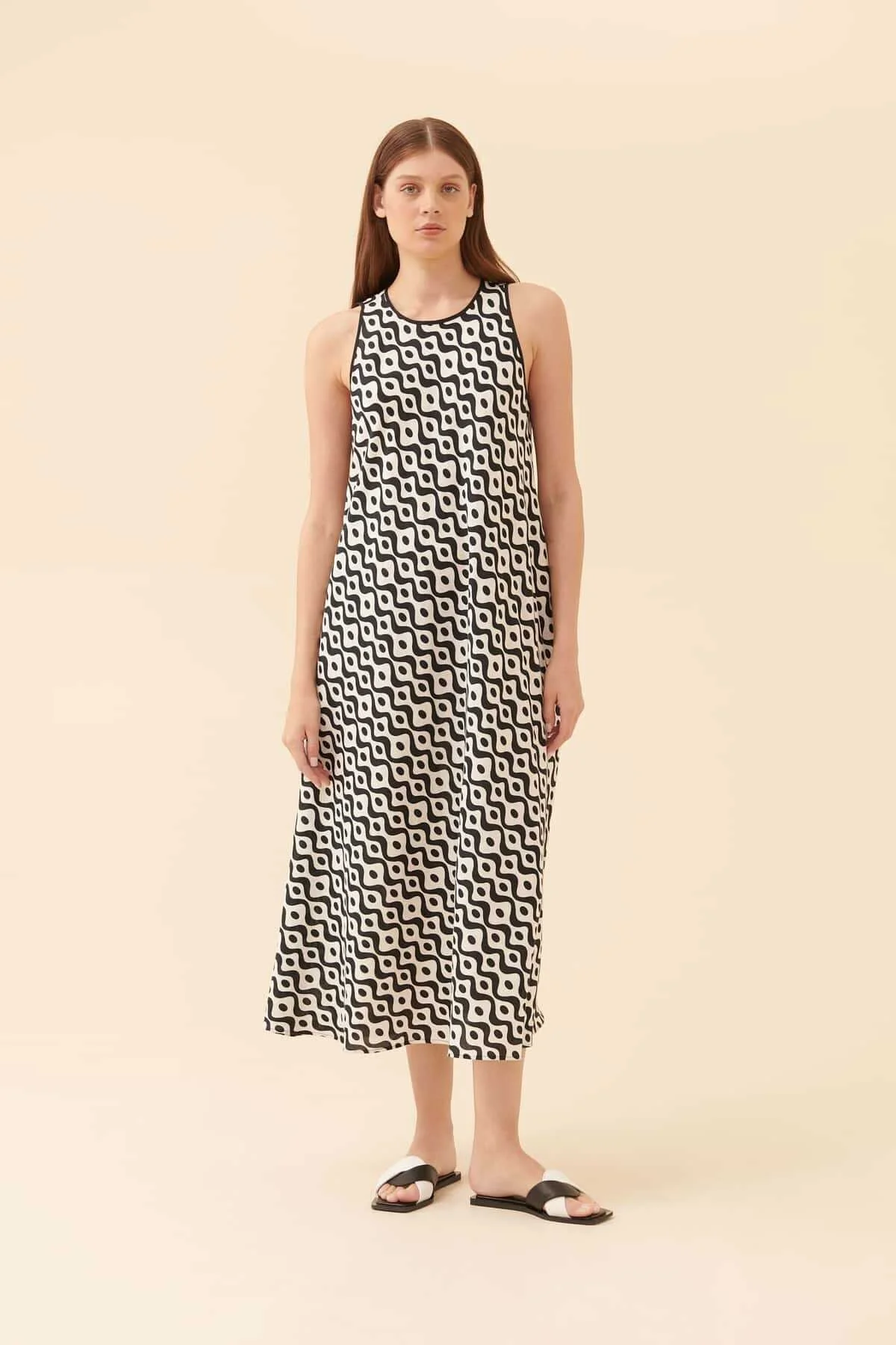 Kolsuz Günlük Elbise Siyah-Beyaz - 1