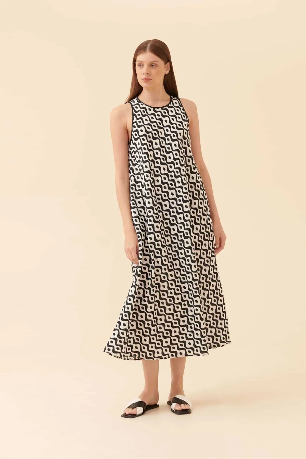 Kolsuz Günlük Elbise Siyah-Beyaz - 5