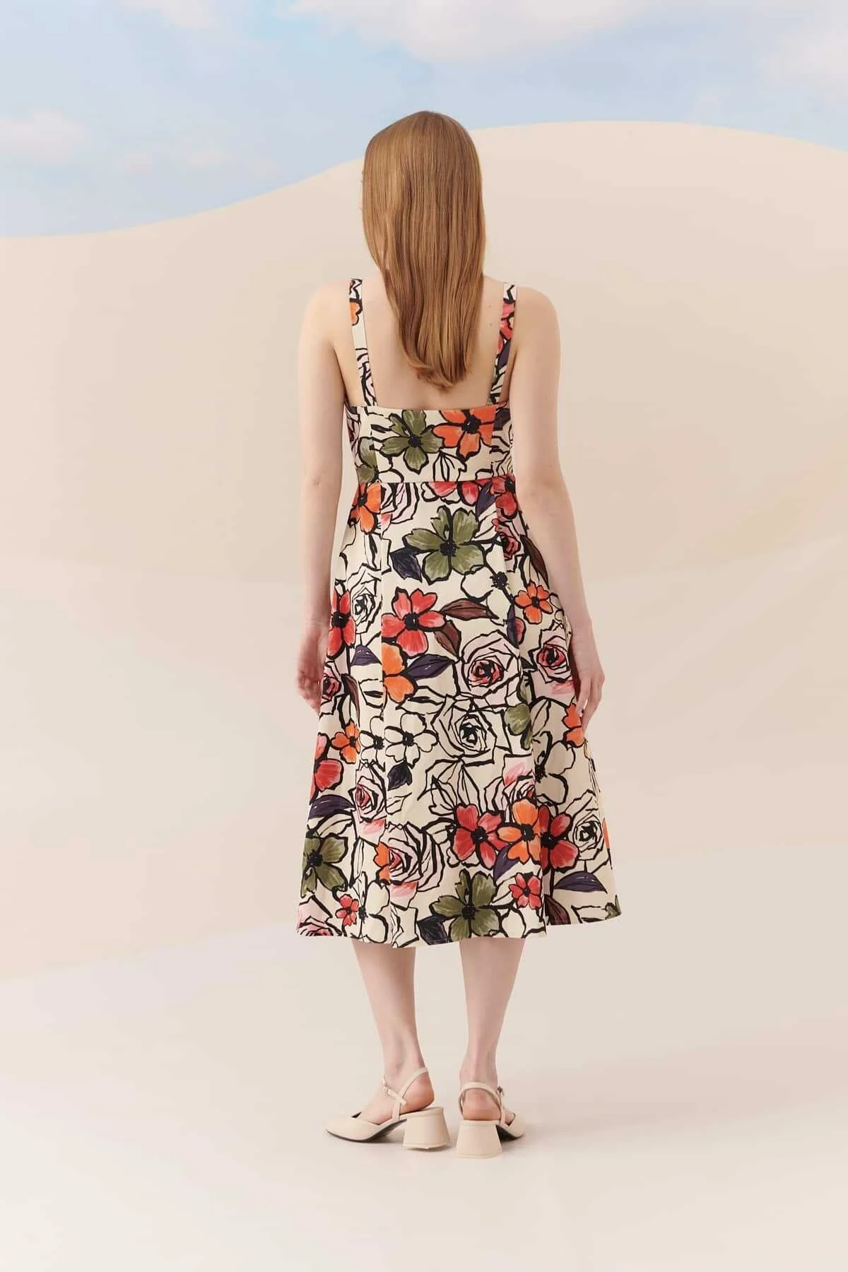 Askılı Çiçek Desenli Elbise Standart Renk - 3