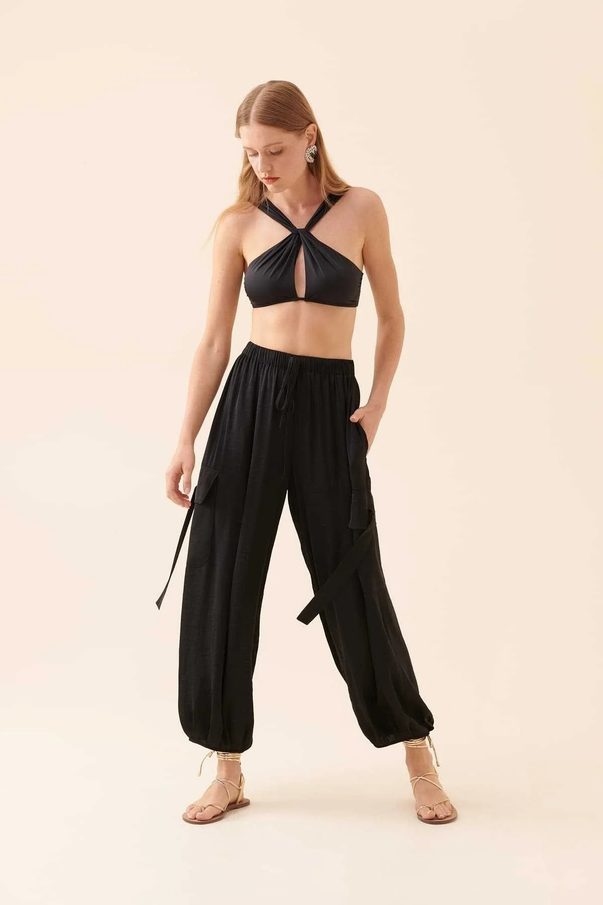 Şalvar Kesim Pantolon Siyah - 1