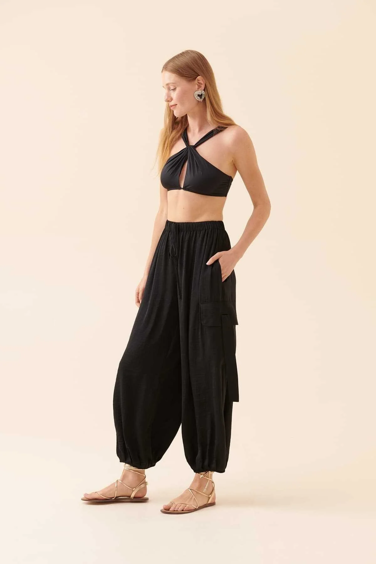 Şalvar Kesim Pantolon Siyah - 3