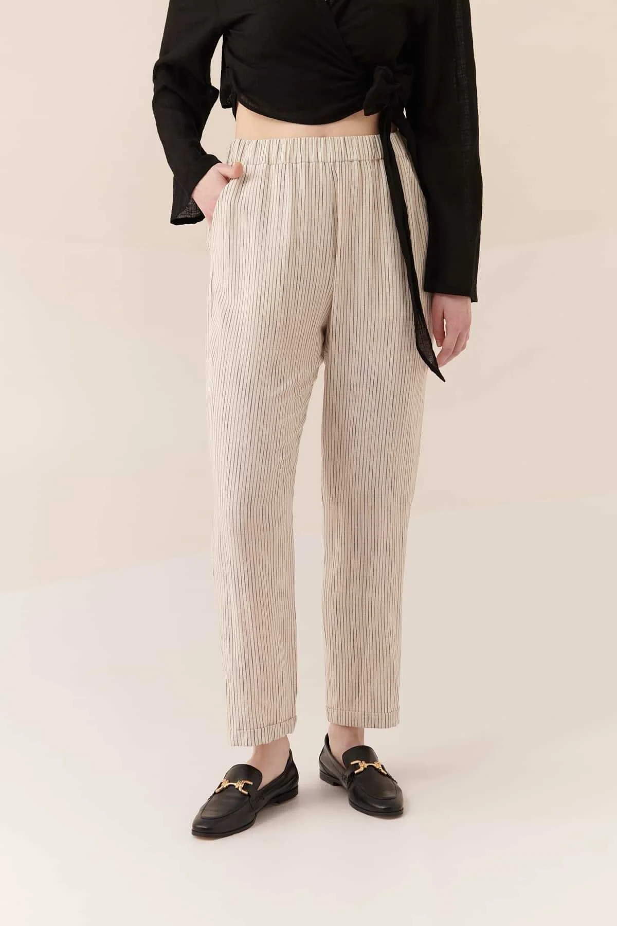 Beli Lastikli Cepli Pantolon Standart Renk - 3