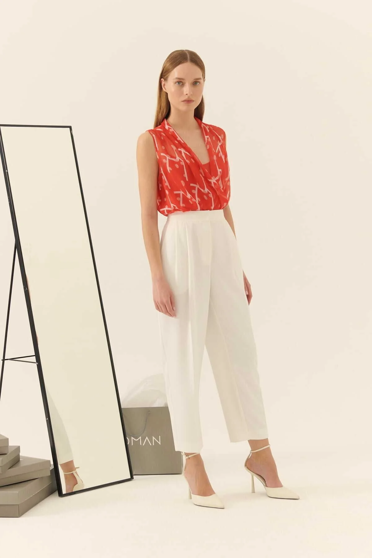 Pileli Pantolon Beyaz - 1