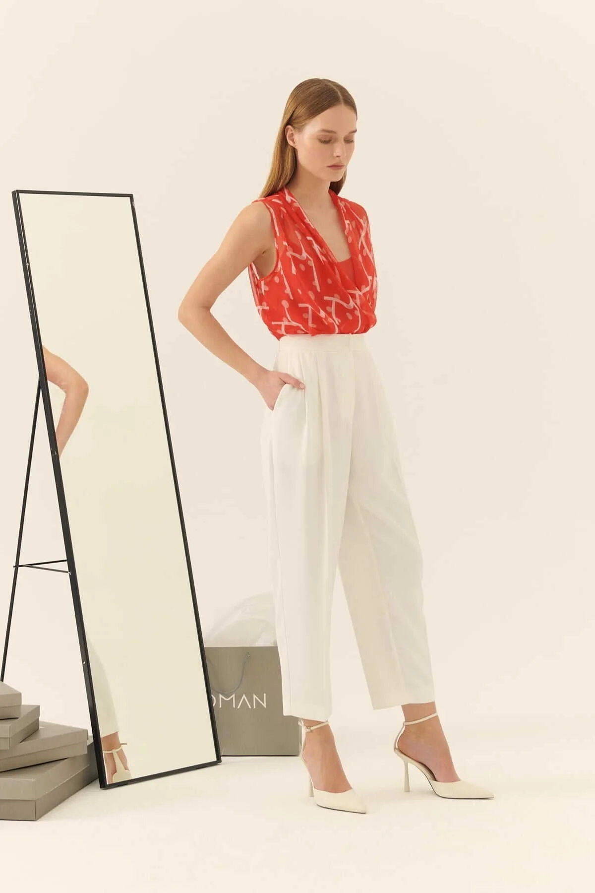 Pileli Pantolon Beyaz - 3