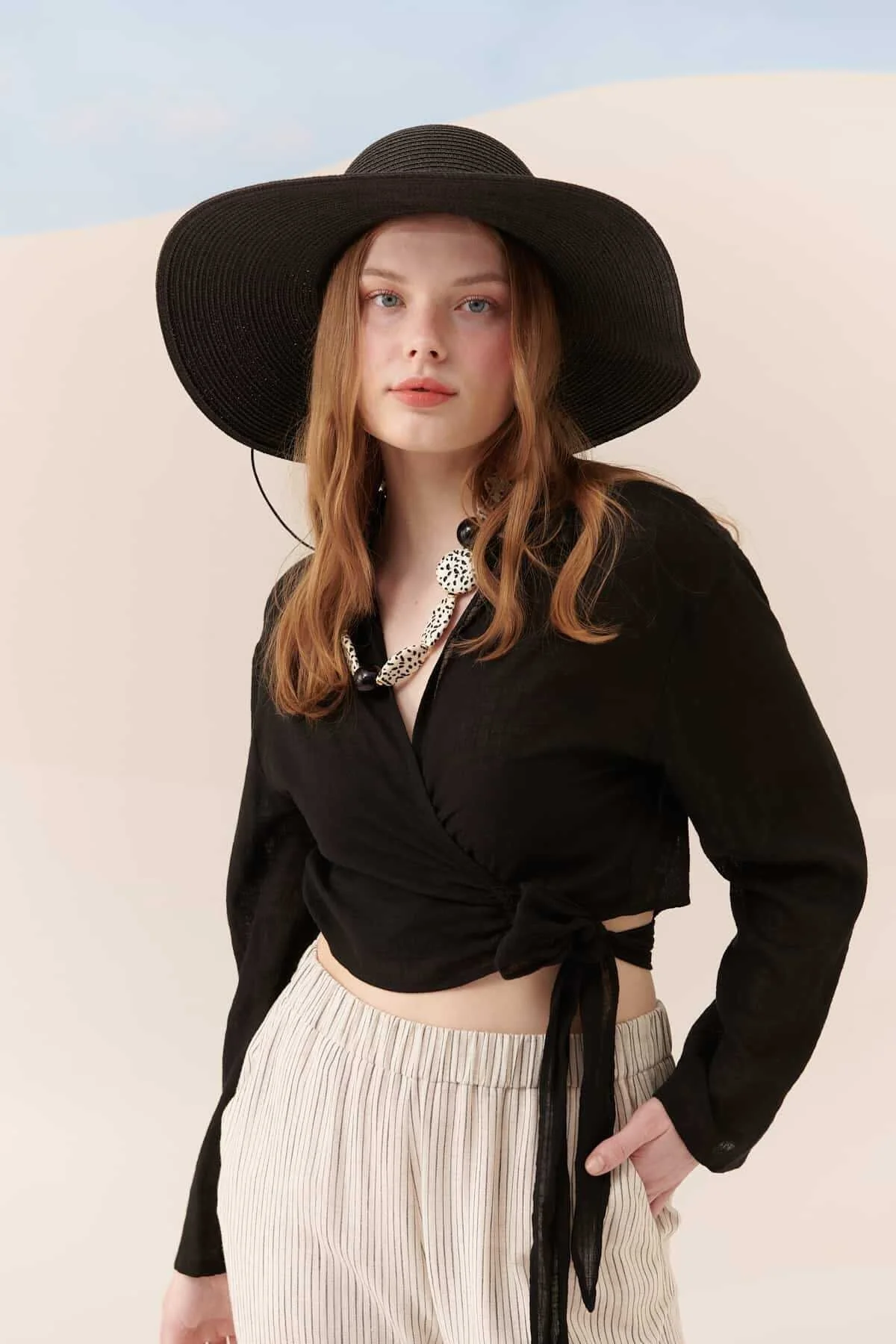 Yandan Bağlamalı Bluz Siyah - 1