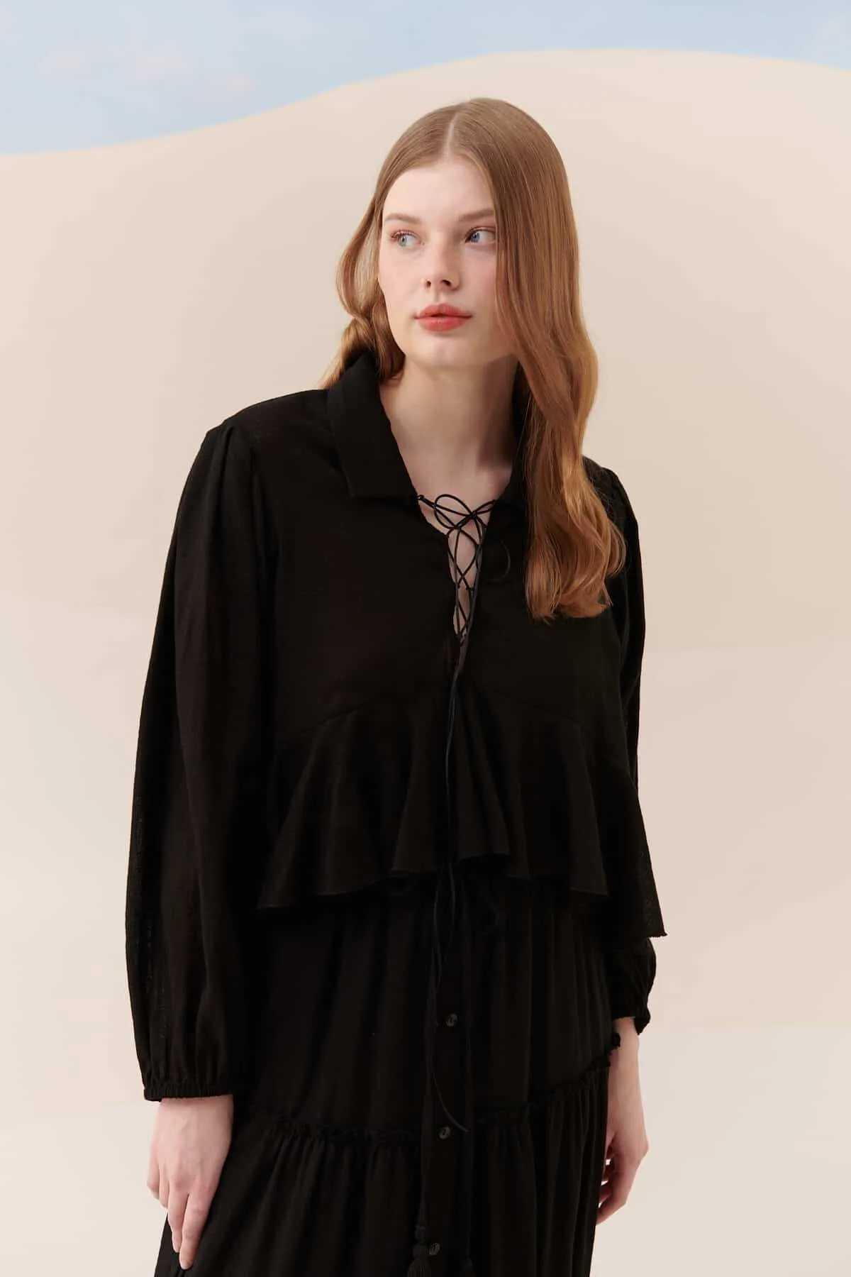Uzun Kollu Bluz Siyah - 1
