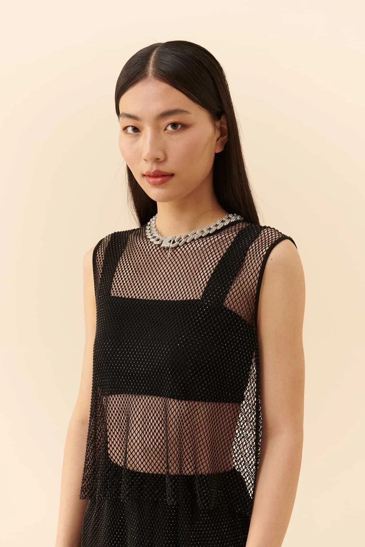 Fileli Askılı Bluz Siyah - 1