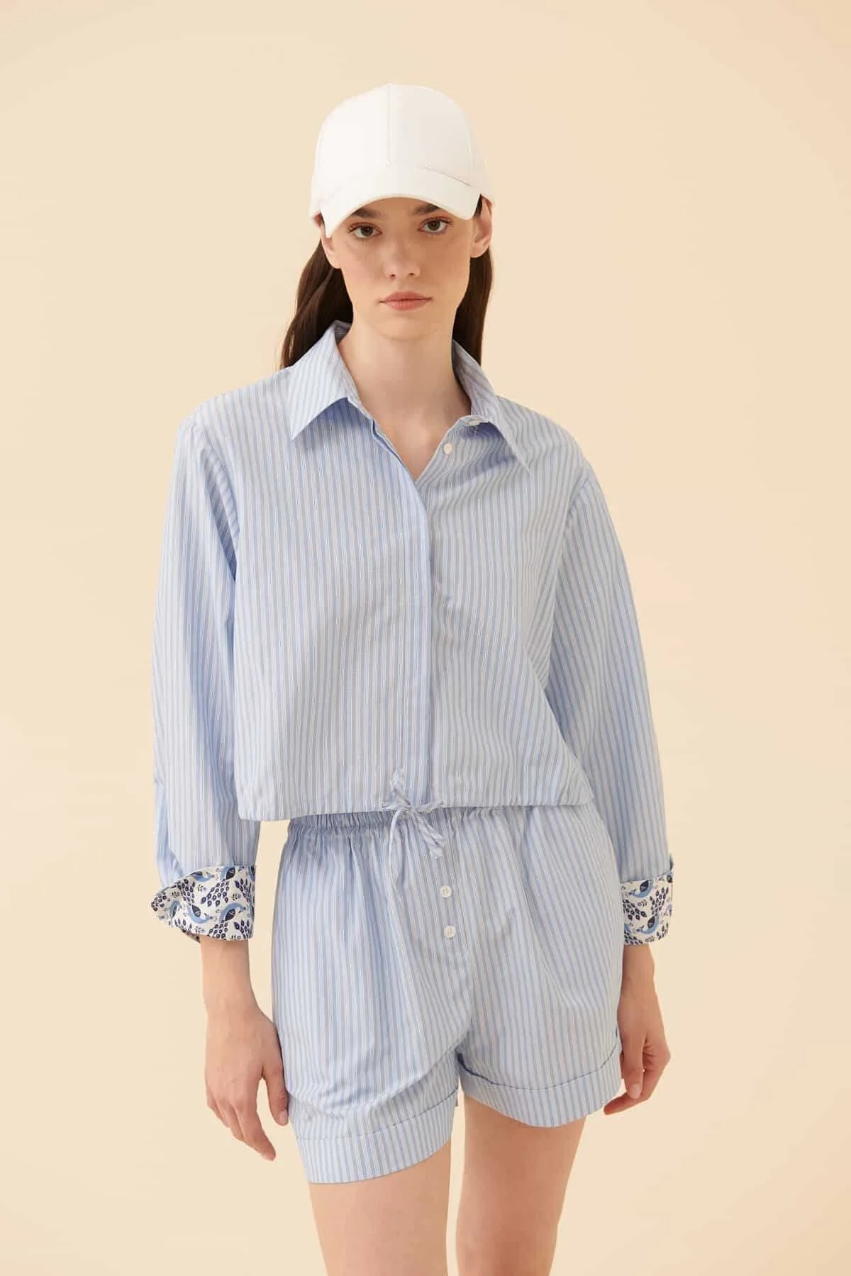 Belden Bağlamalı Çizgili Gömlek Standart Renk - 2