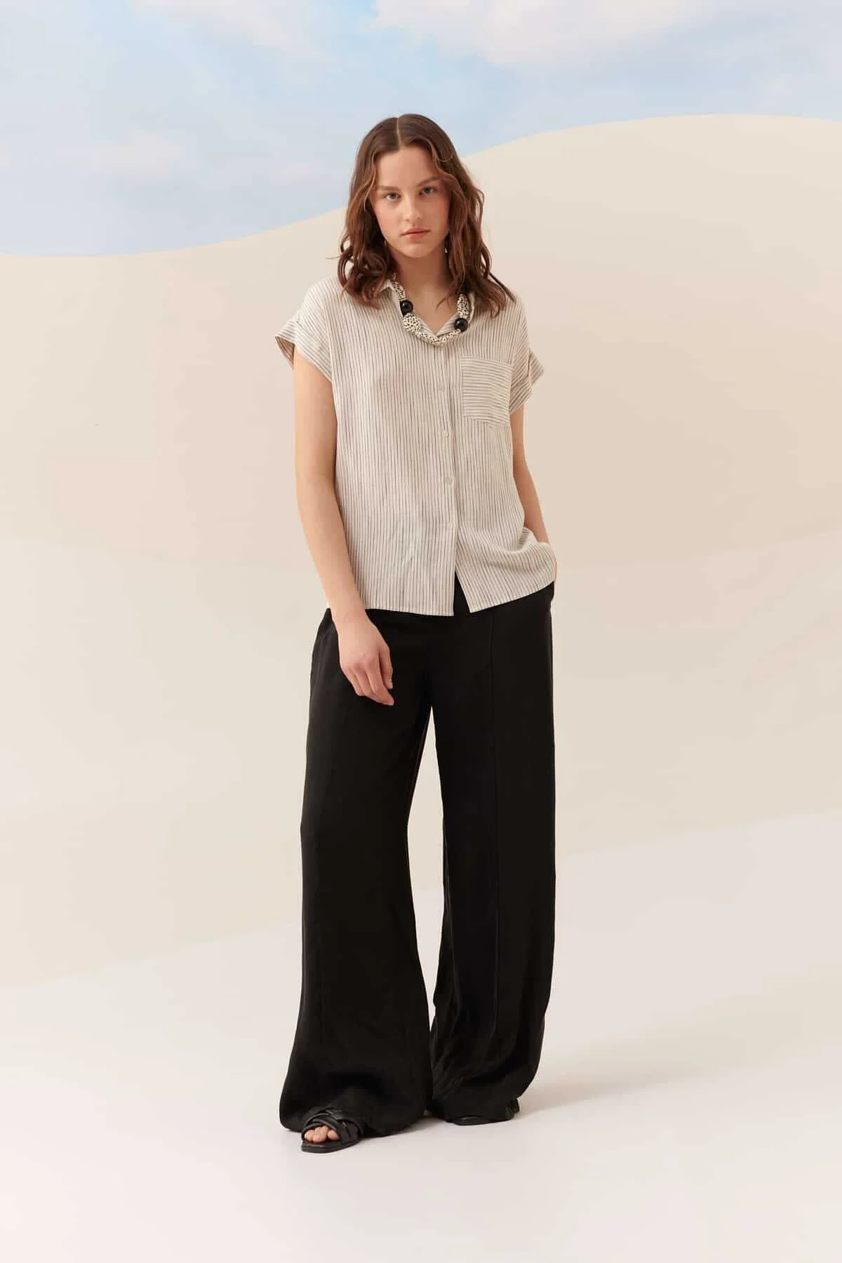 Çizgili Kısa Kollu Gömlek Standart Renk - 3