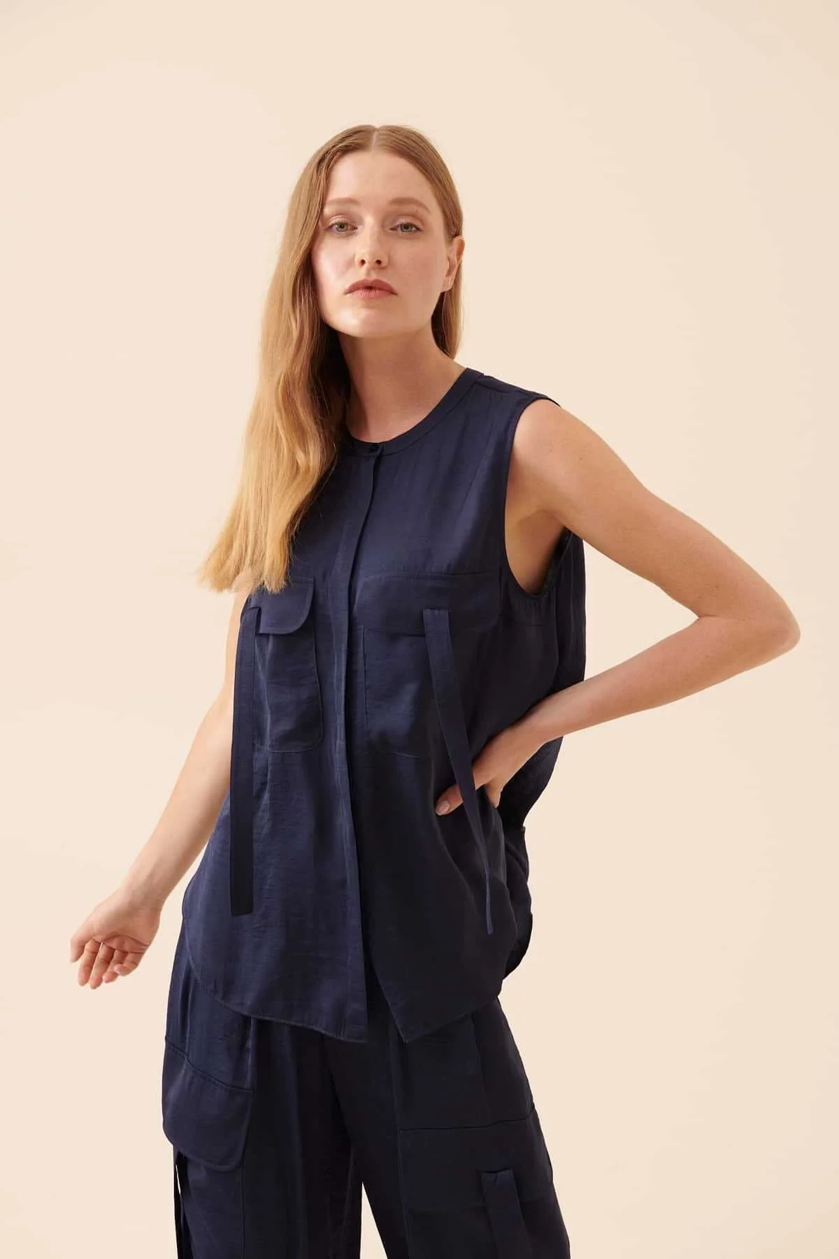 Kolsuz Cepsiz Gömlek Lacivert - 1