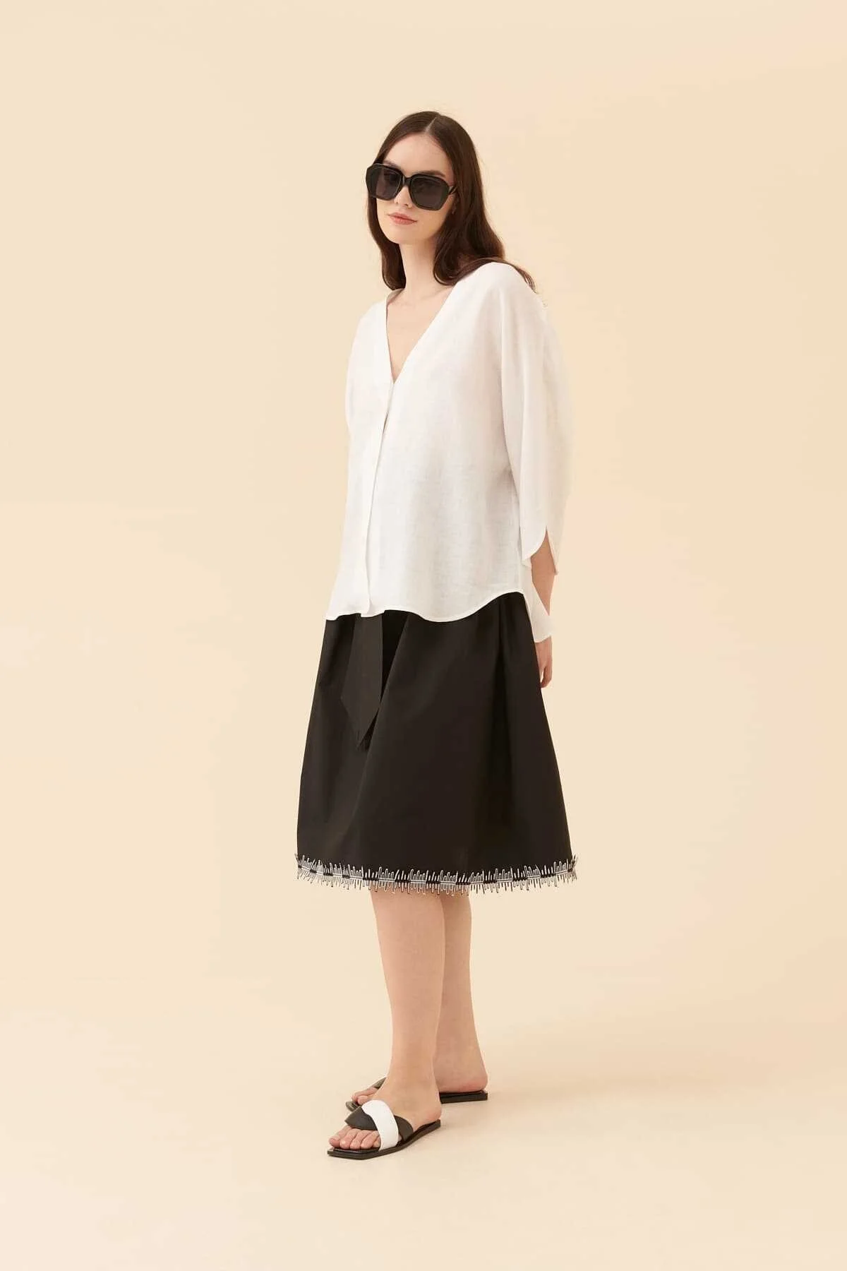 Yakası Açık Gömlek Beyaz - 3