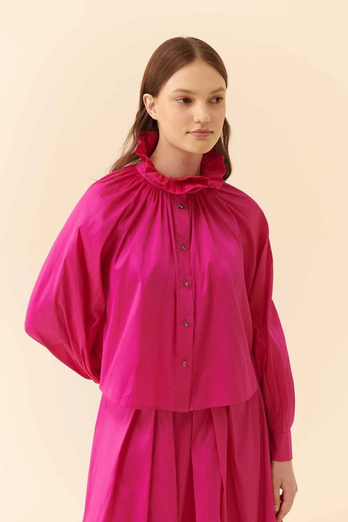 Balon Kol Gömlek Fuşya - 1